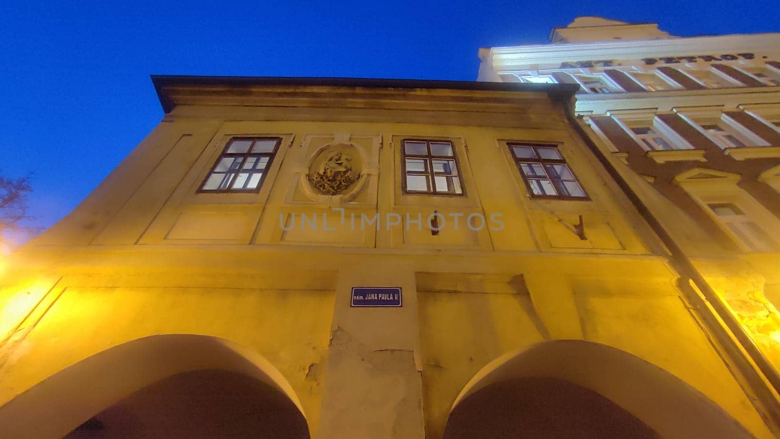 October 22 2024 Hradec Kralove Czech Republic Europe Kralov region, Kralovehradecky kraj. Stone arch building house hotel architecture street windows shotlisttravel travel tourism history . High quality photo editorial
