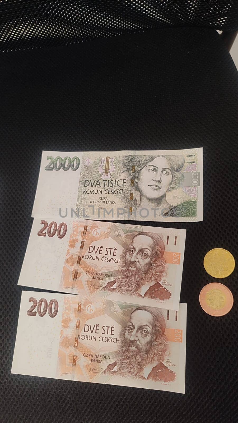 October 22 2024 Hradec Kralove, Czech Republic Europe, Kralov region, Kralovehradecky kraj, Czech currency bills money commercial editorial business finance manager . High quality photo