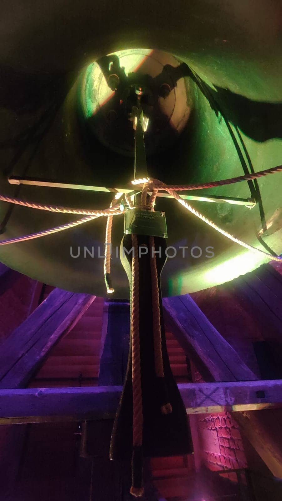 October 22 2024 Hradec Kralove, Czech Republic Europe, Kralov region, Kralovehradecky kraj, Bell rope glowing black . High quality photo