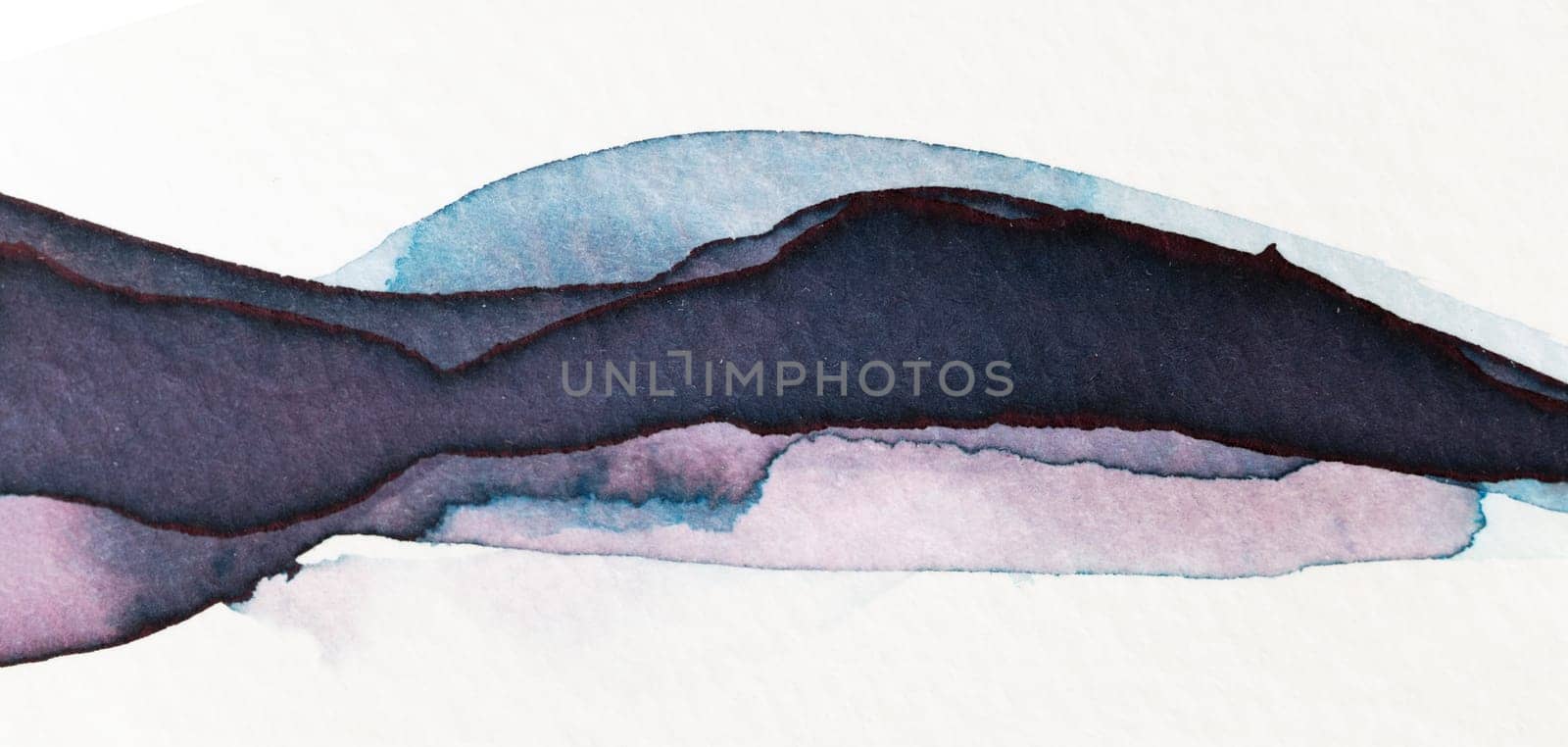 This abstract artwork showcases fluid shapes blending harmoniously in shades of blue and black, creating an intriguing visual flow. The soft edges enhance the serene atmosphere of the composition.