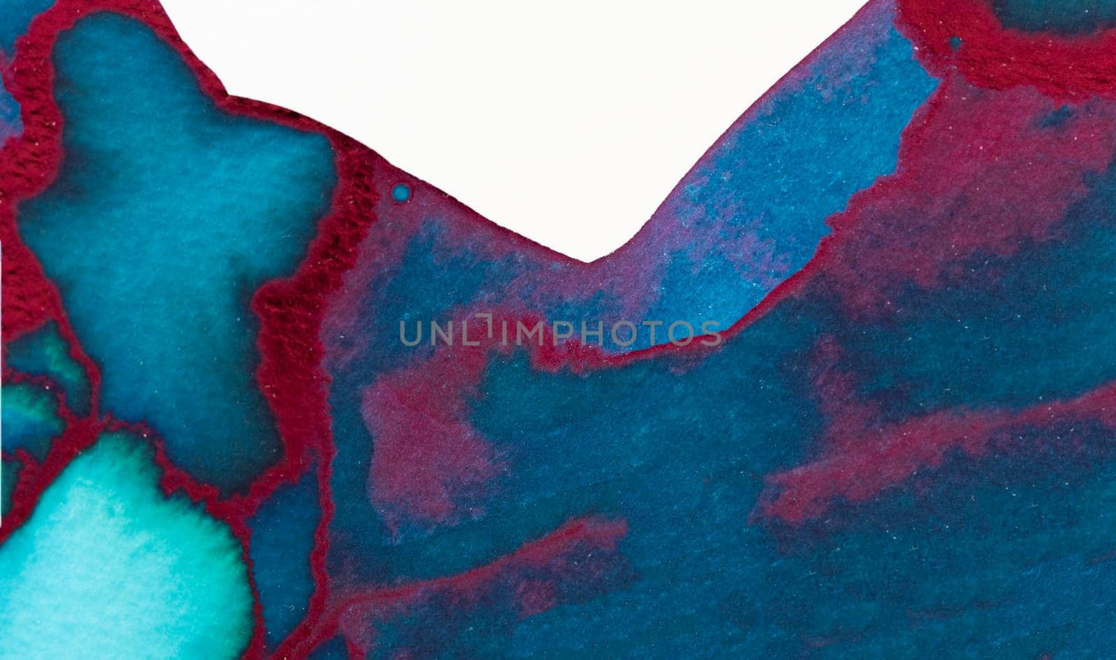 Swirling hues of blue and red blend together in an abstract watercolor artwork, evoking the essence of a serene landscape. The interplay of colors showcases the artist's technique and creativity.