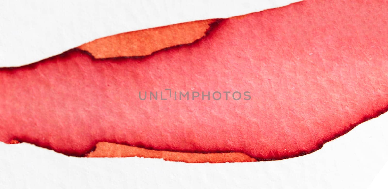 Vibrant red pigments blend seamlessly on textured paper, displaying fluid forms and dynamic variations, capturing the essence of watercolor artistry in an expressive and contemporary style.