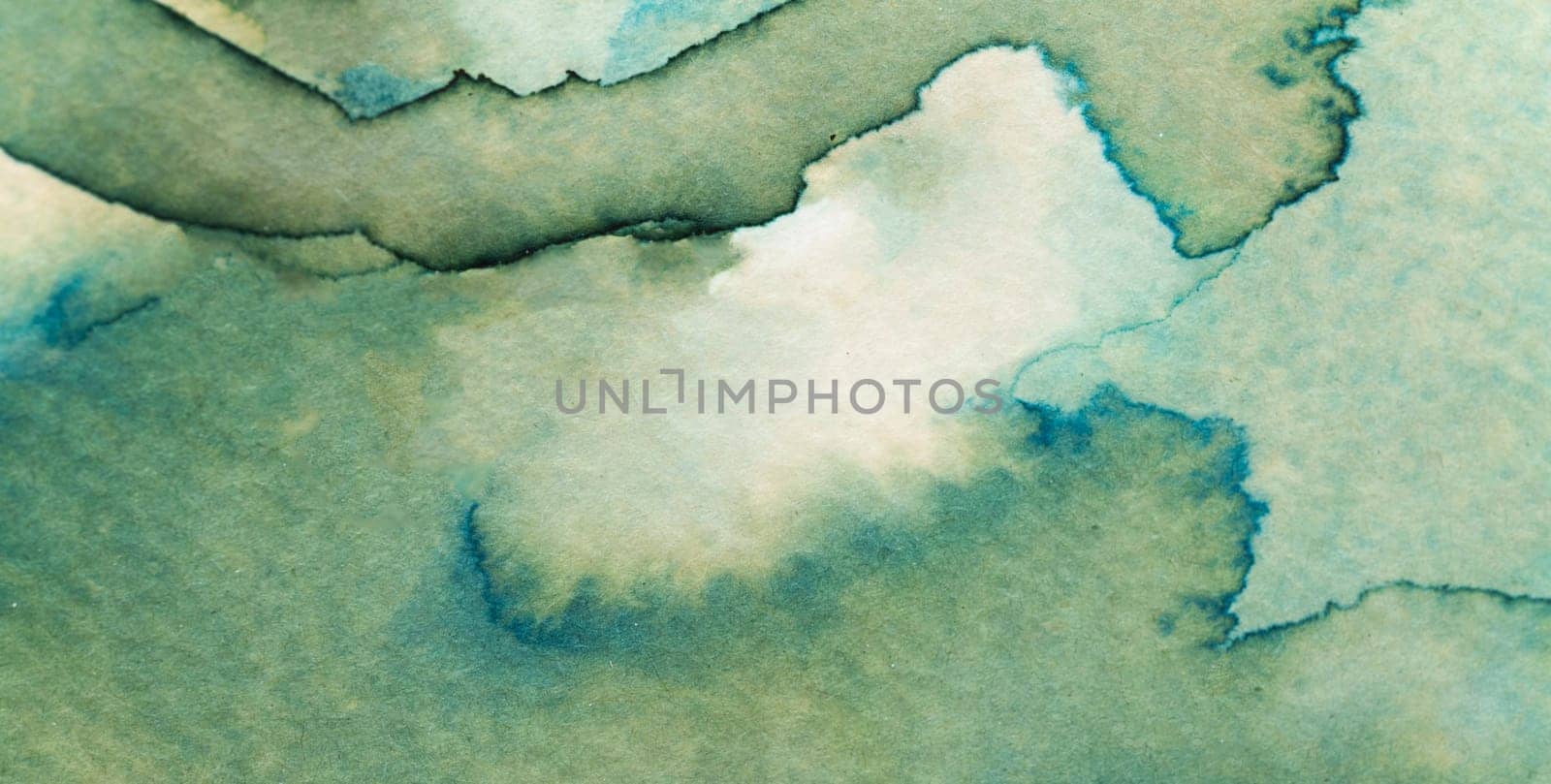 This vibrant watercolor piece displays a harmonious composition of gentle green and blue shades blending seamlessly.