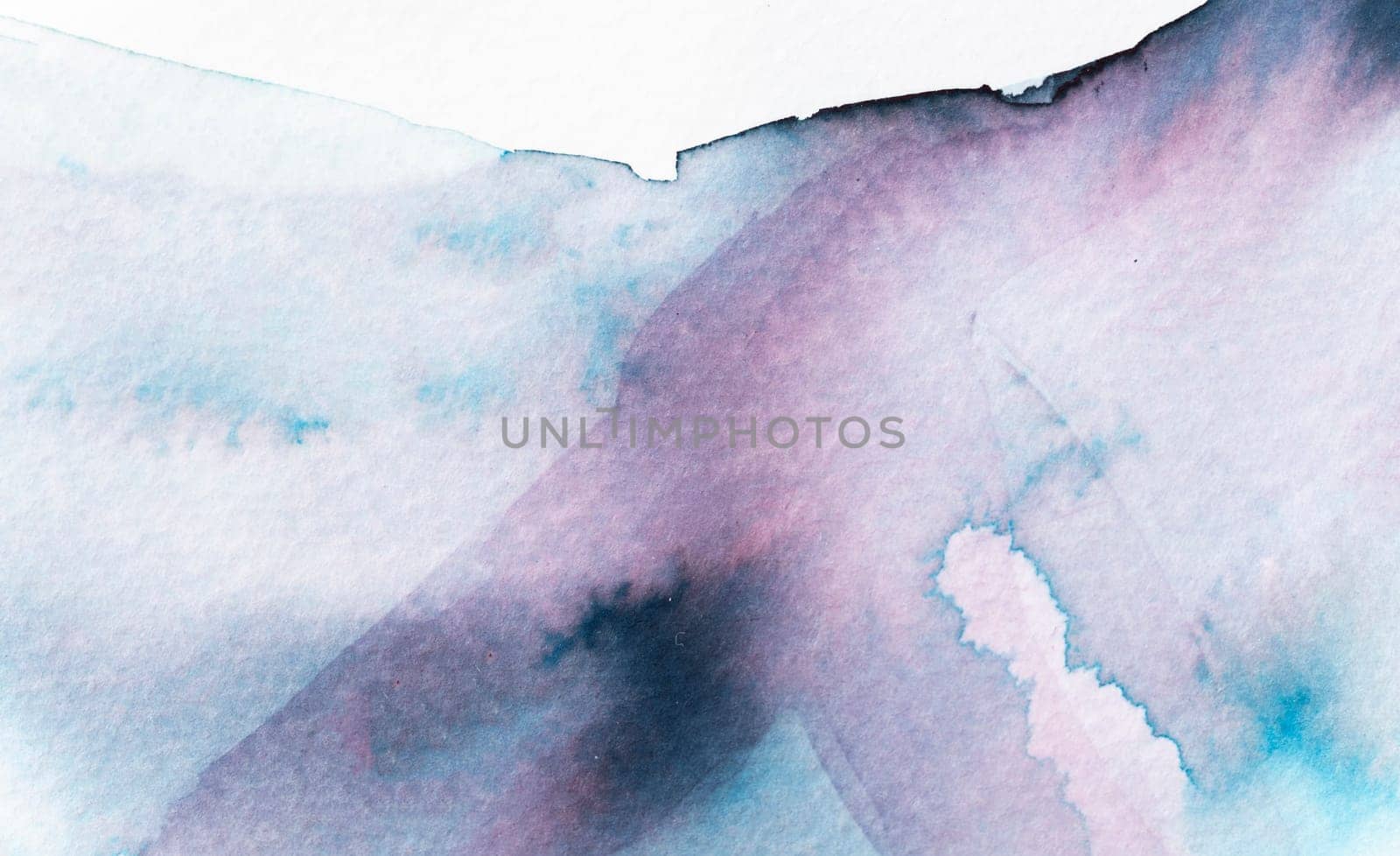 Delicate watercolor abstraction showcases flowing patterns and soft hues, blending shades of purple and blue. The artwork radiates tranquility, drawing the viewer into its serene atmosphere.
