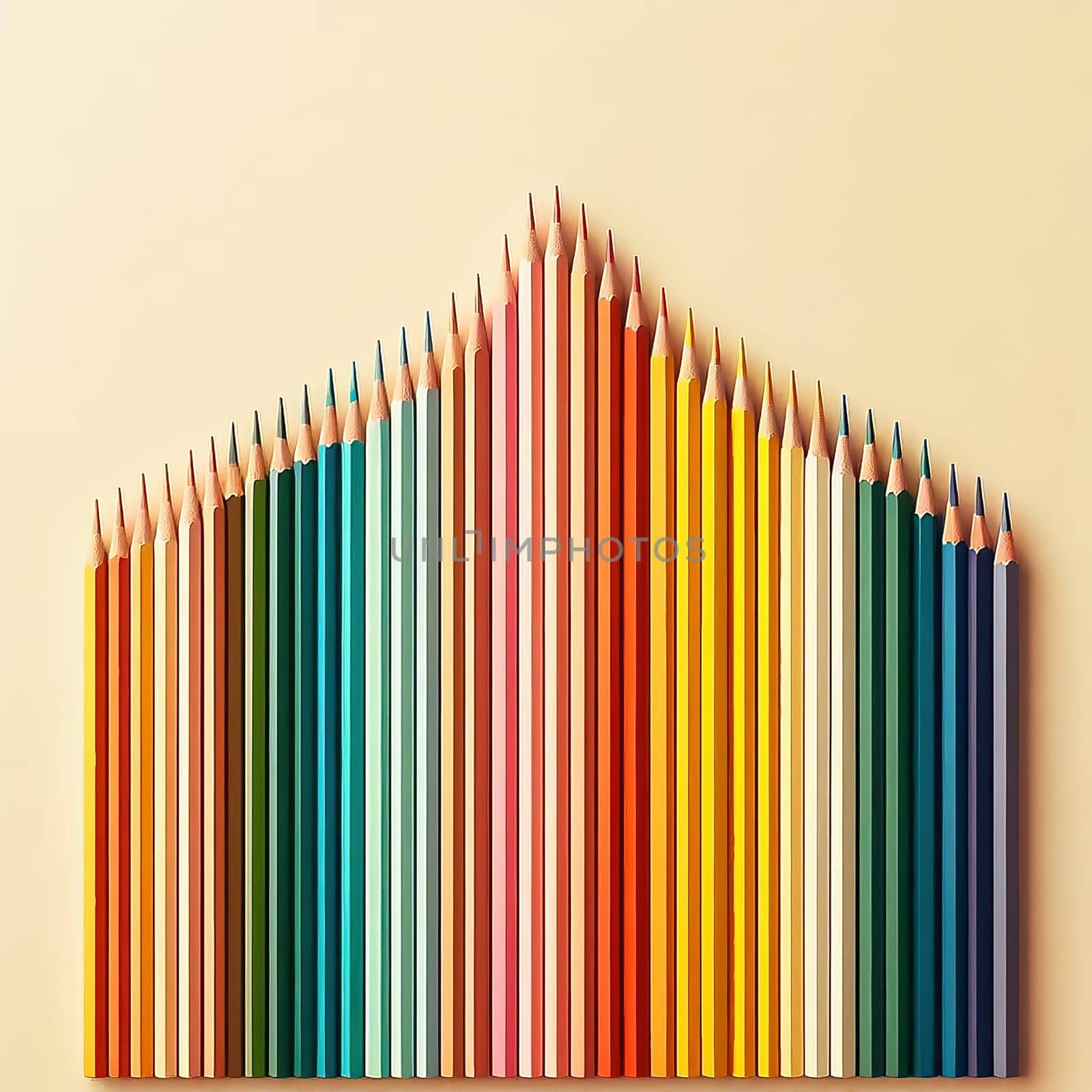 A vibrant arrangement of colorful crayons, perfectly aligned. Ideal for creative projects, art supplies and displaying diversity and creativity.