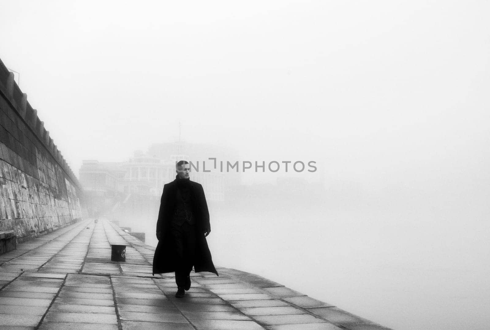 A Solitary Figure in the Mist. High quality photo