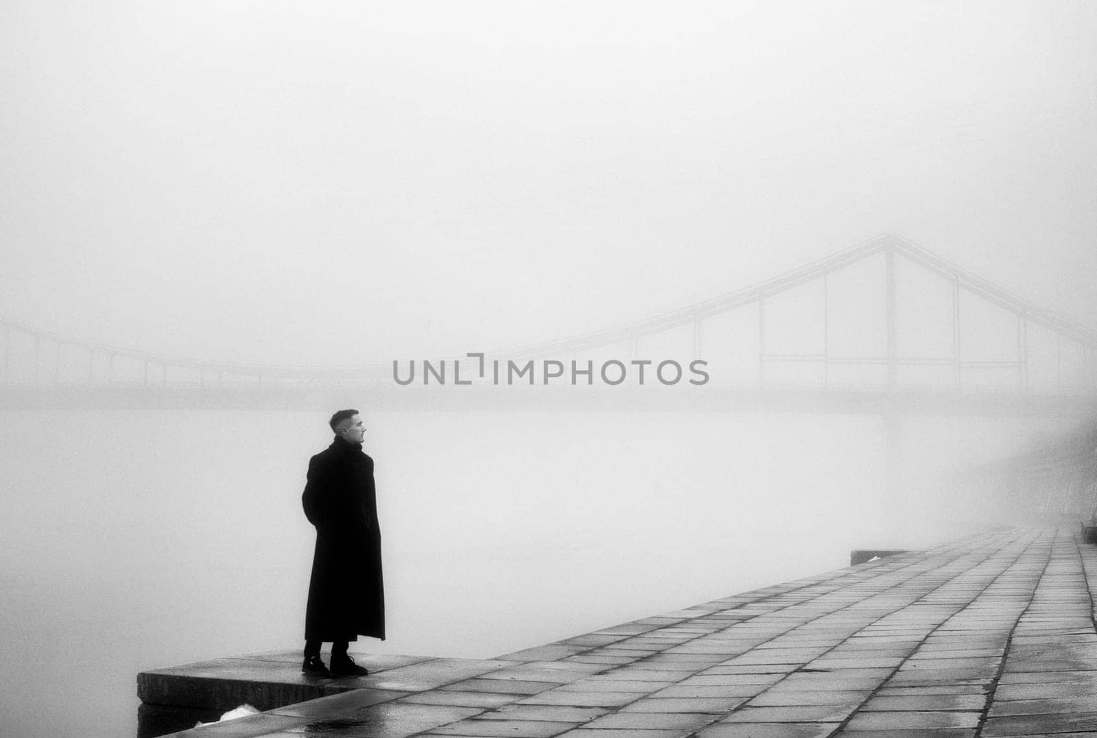 A Solitary Figure in the Mist. High quality photo