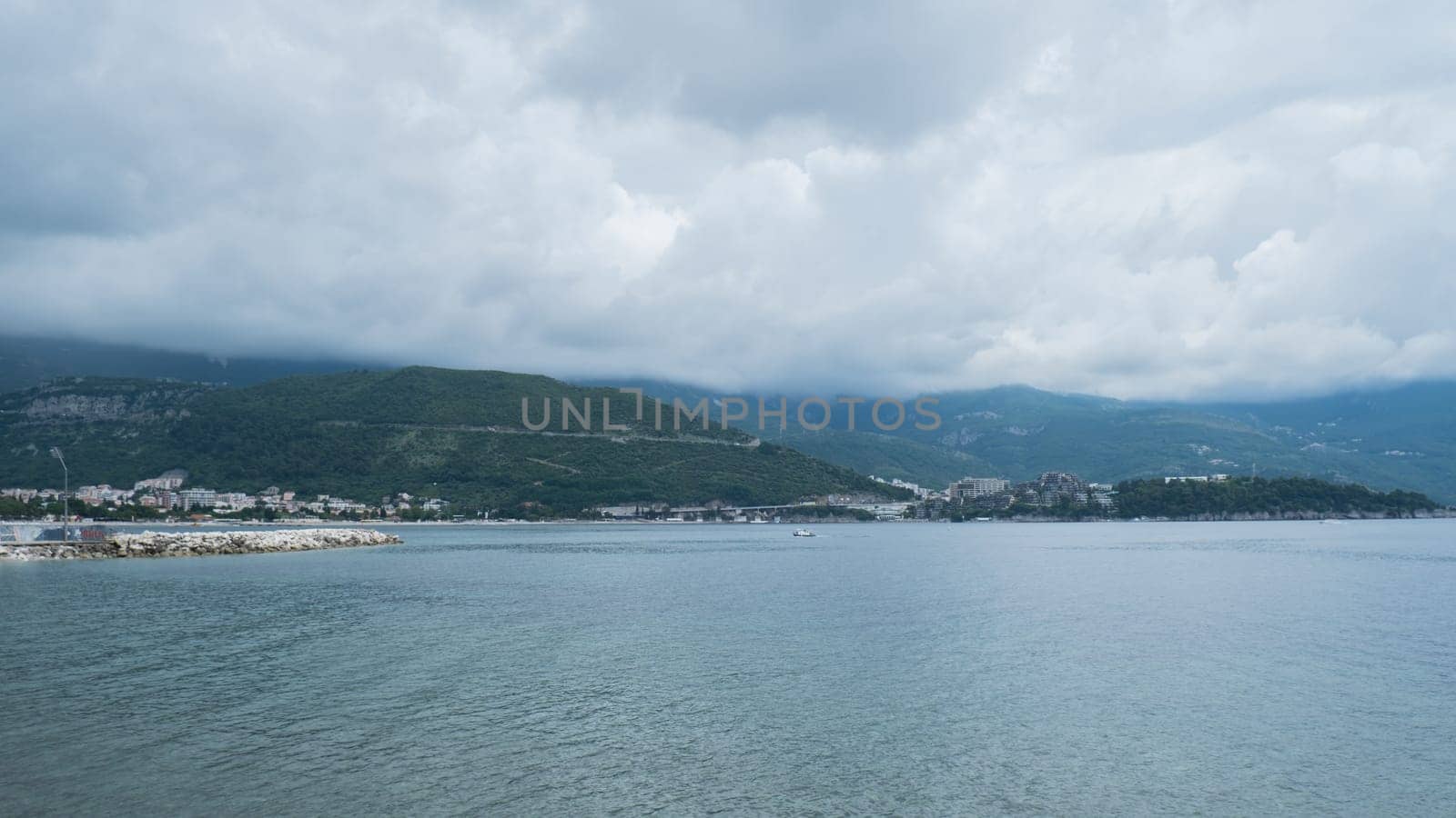 Montenegro Budva Seaview scenery landscape. Adriatic Sea Coast travel destination vacation holiday idea. Concept of getting away tourism experiences. Nature driven scenery wanderlust vibes