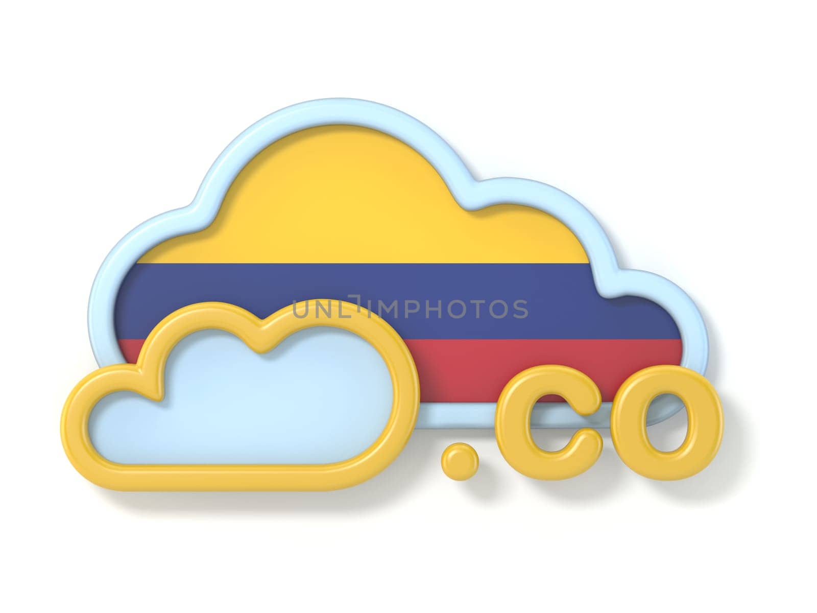 Domain name CO 3D rendering illustration isolated on white background