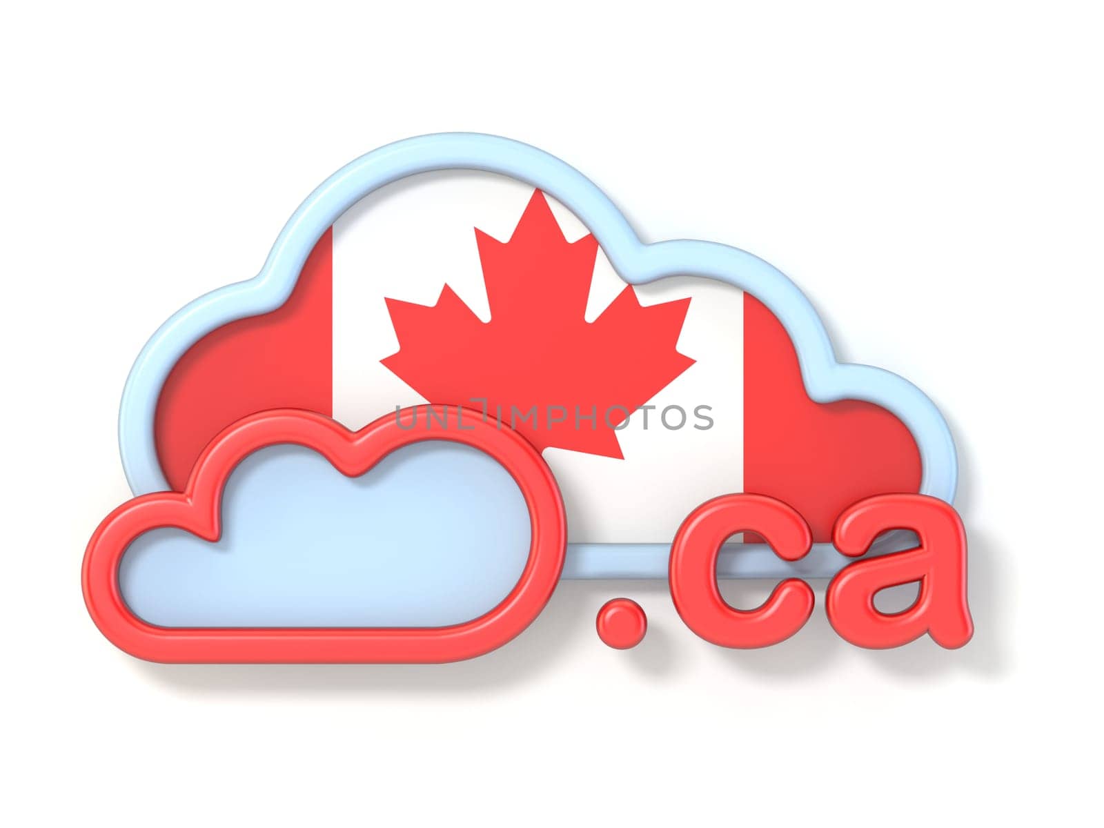 Domain name CA 3D rendering illustration isolated on white background