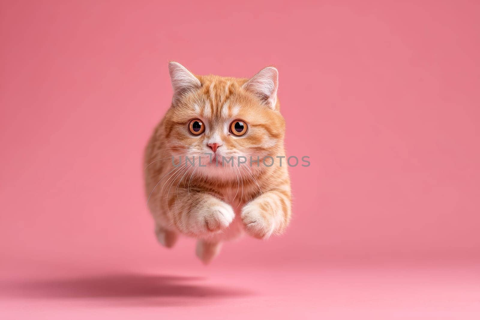 Energetic Cat in running Motion. Panoramic Sprint Across isolated Background..
