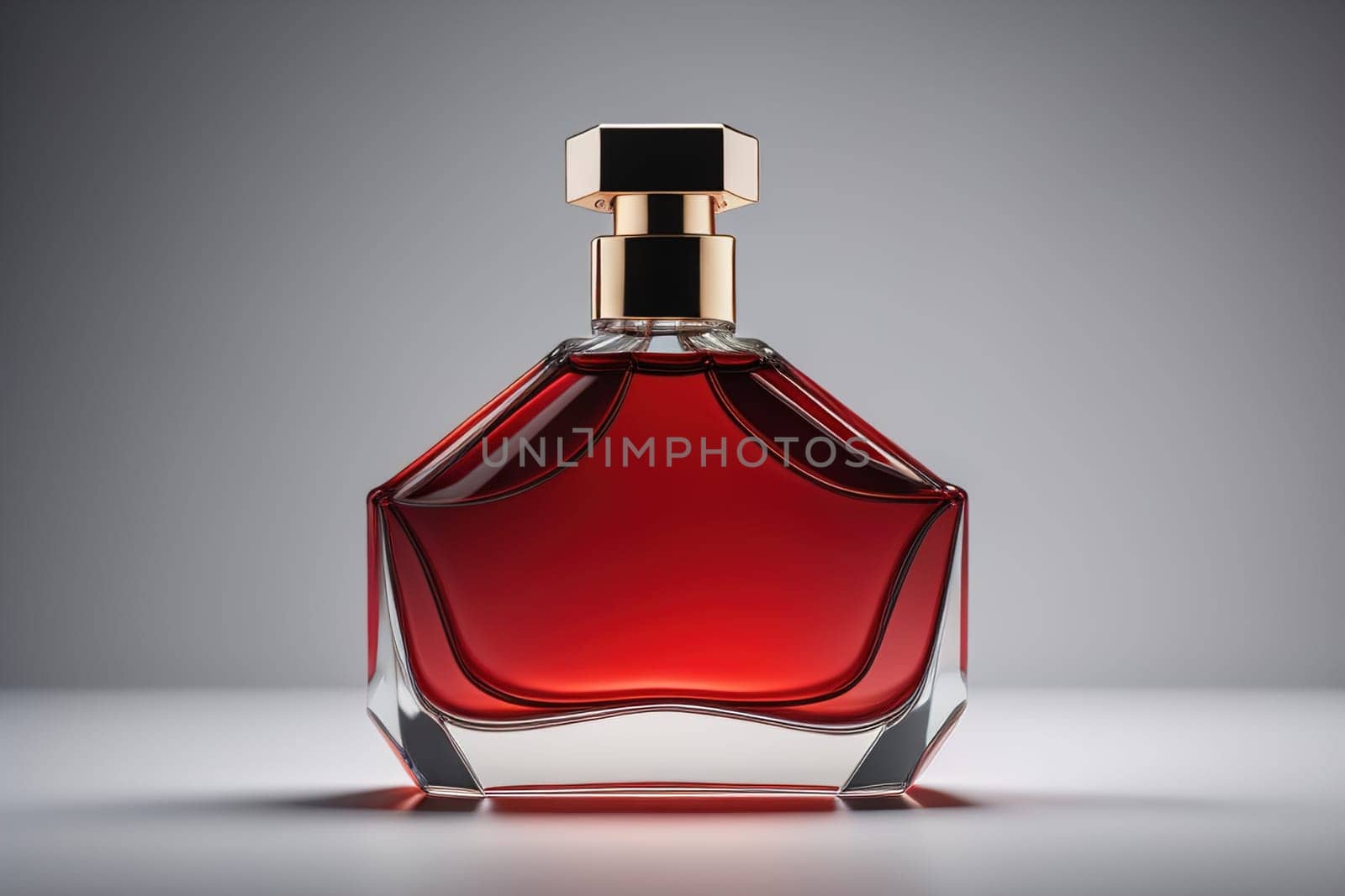 Perfume bottle on grey background. generative ai