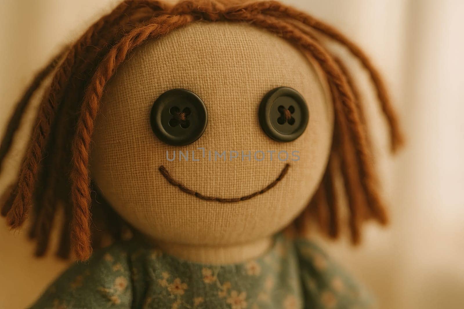 Handmade Rag Doll Tilt-Shift Macro with Warm Pastel Tones
