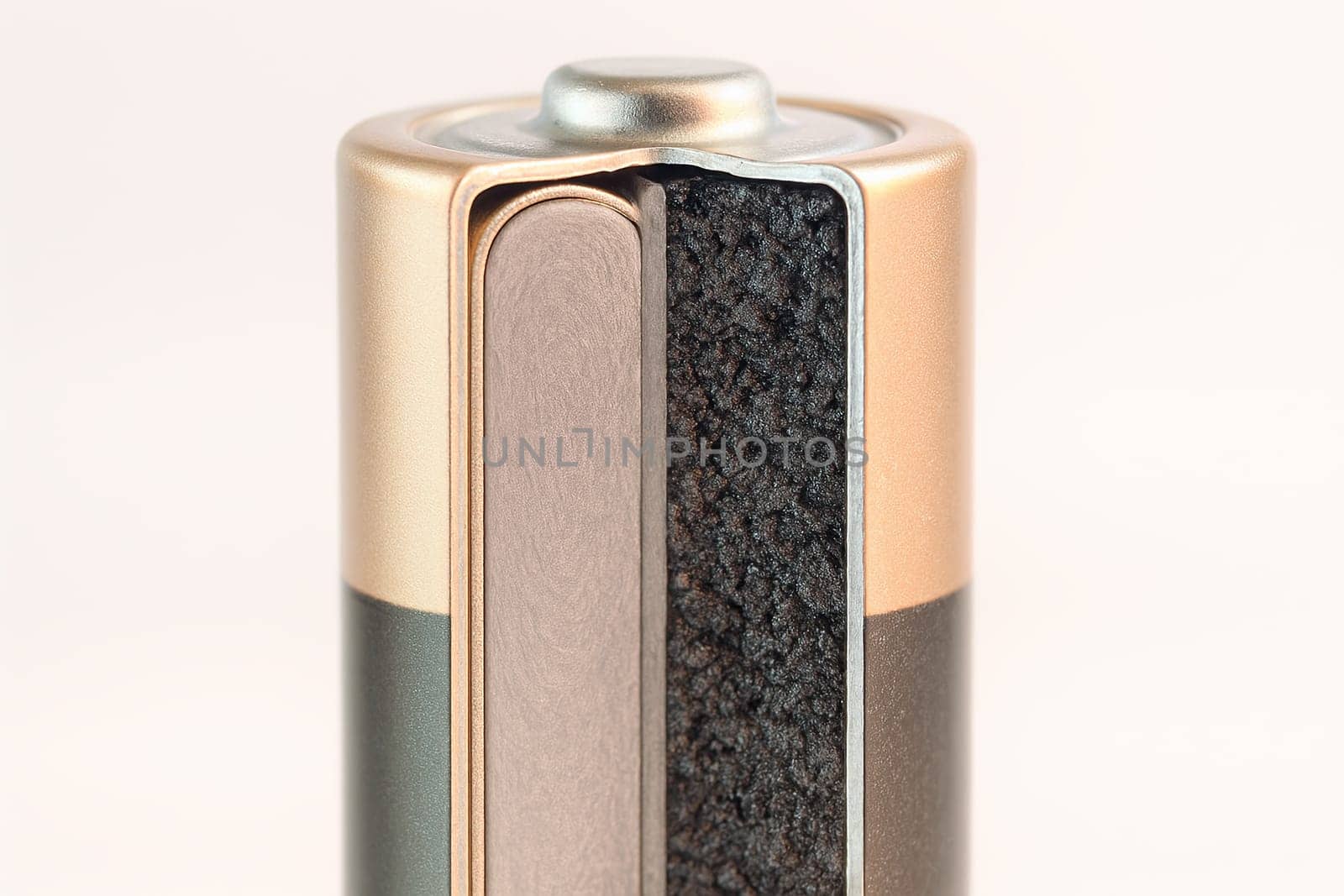 Vintage Alkaline Battery Cross-Section Macro in Pastel High-Key Lighting