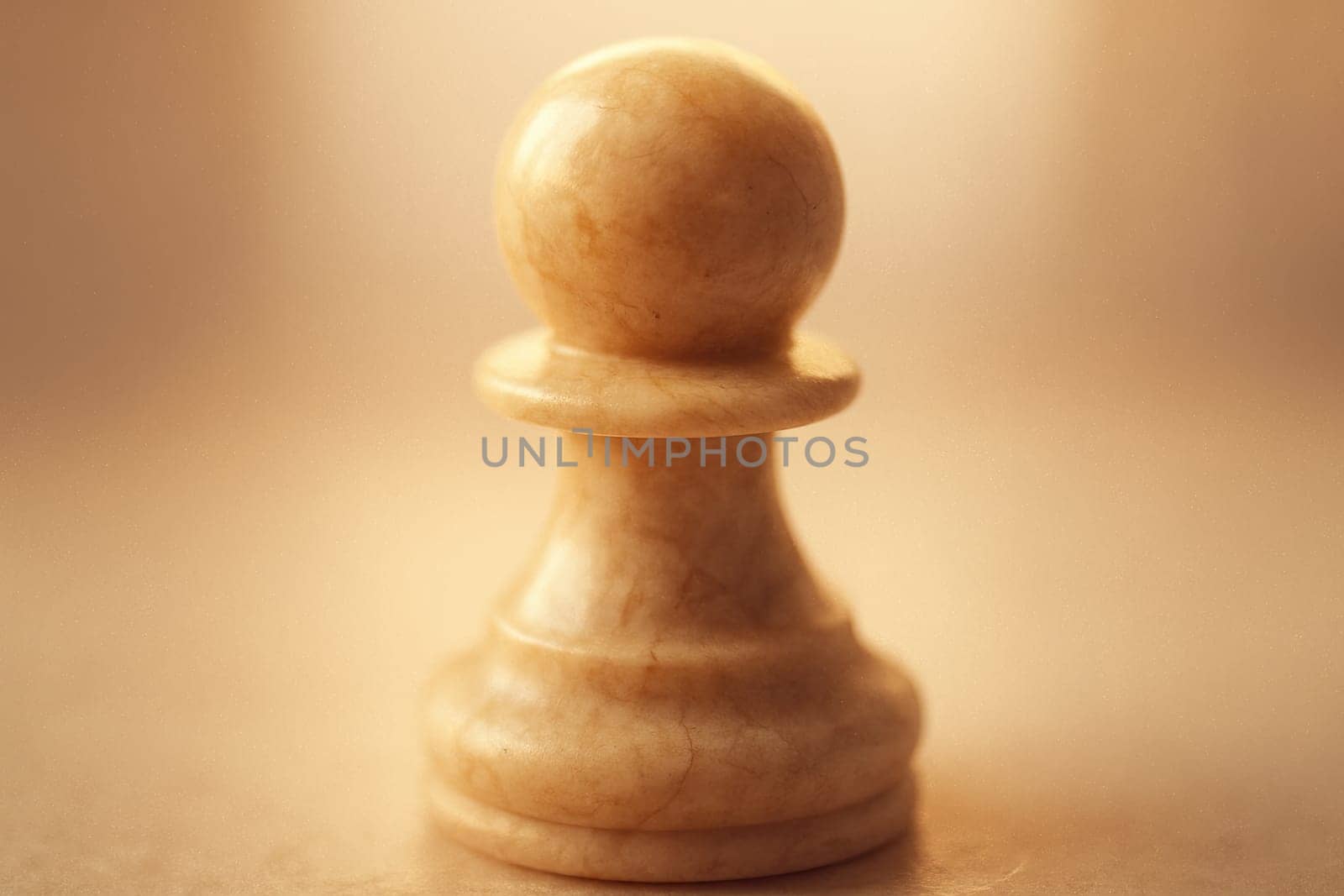 Polished Marble Chess Pawn Macro with Warm Pastel Tilt-Shift Blur