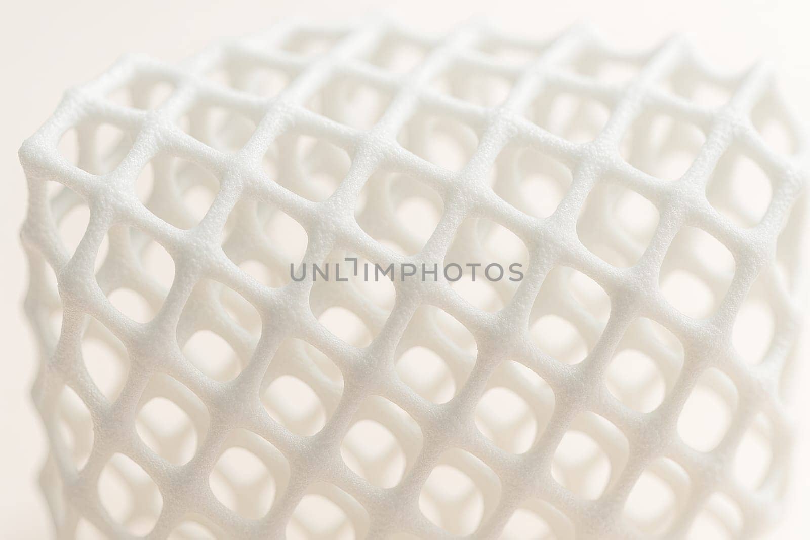 White 3D-Printed Lattice Structure in Pastel High-Key