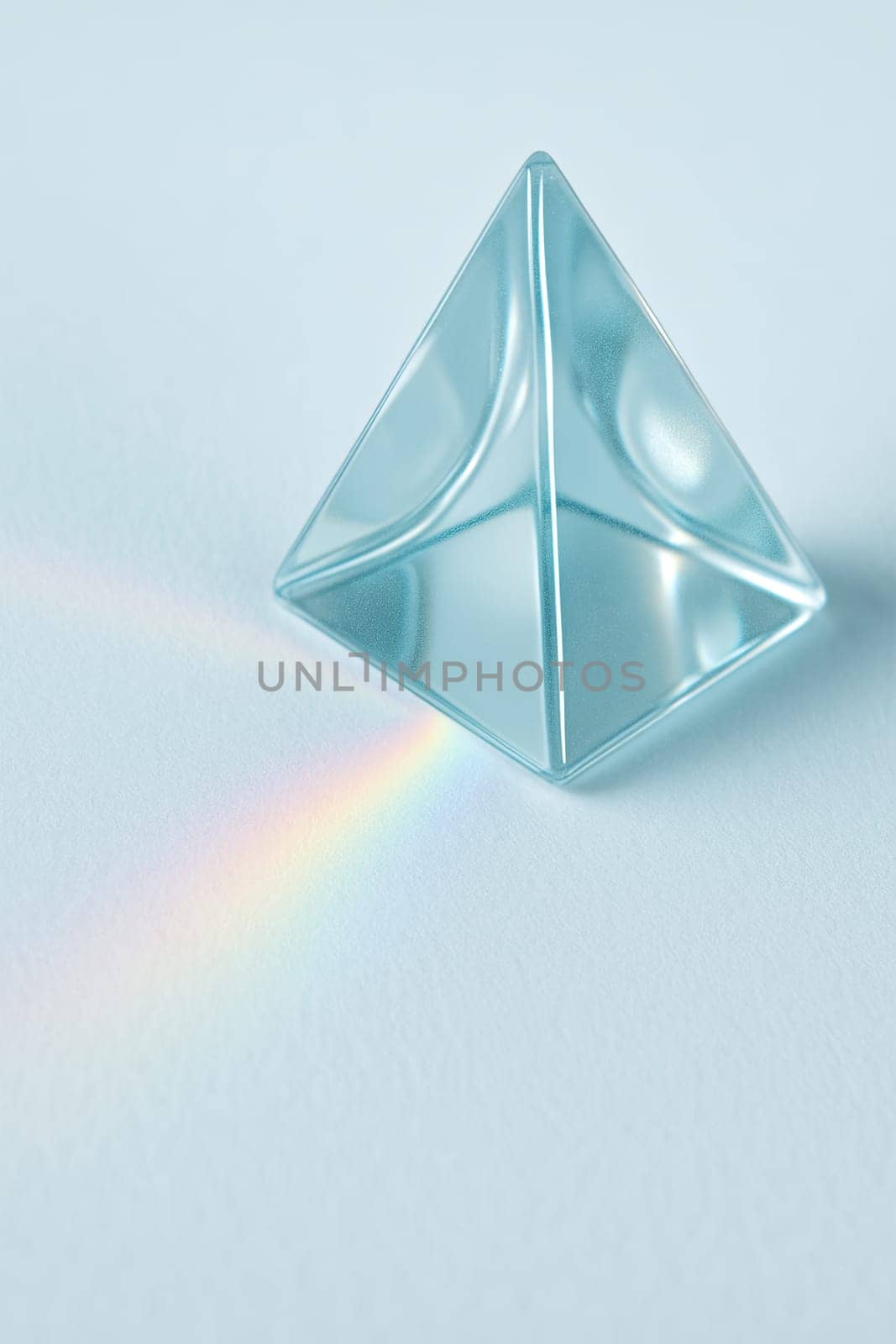 High-Key Macro of Glass Prism Refracting Pastel Spectrum with Ring-Light