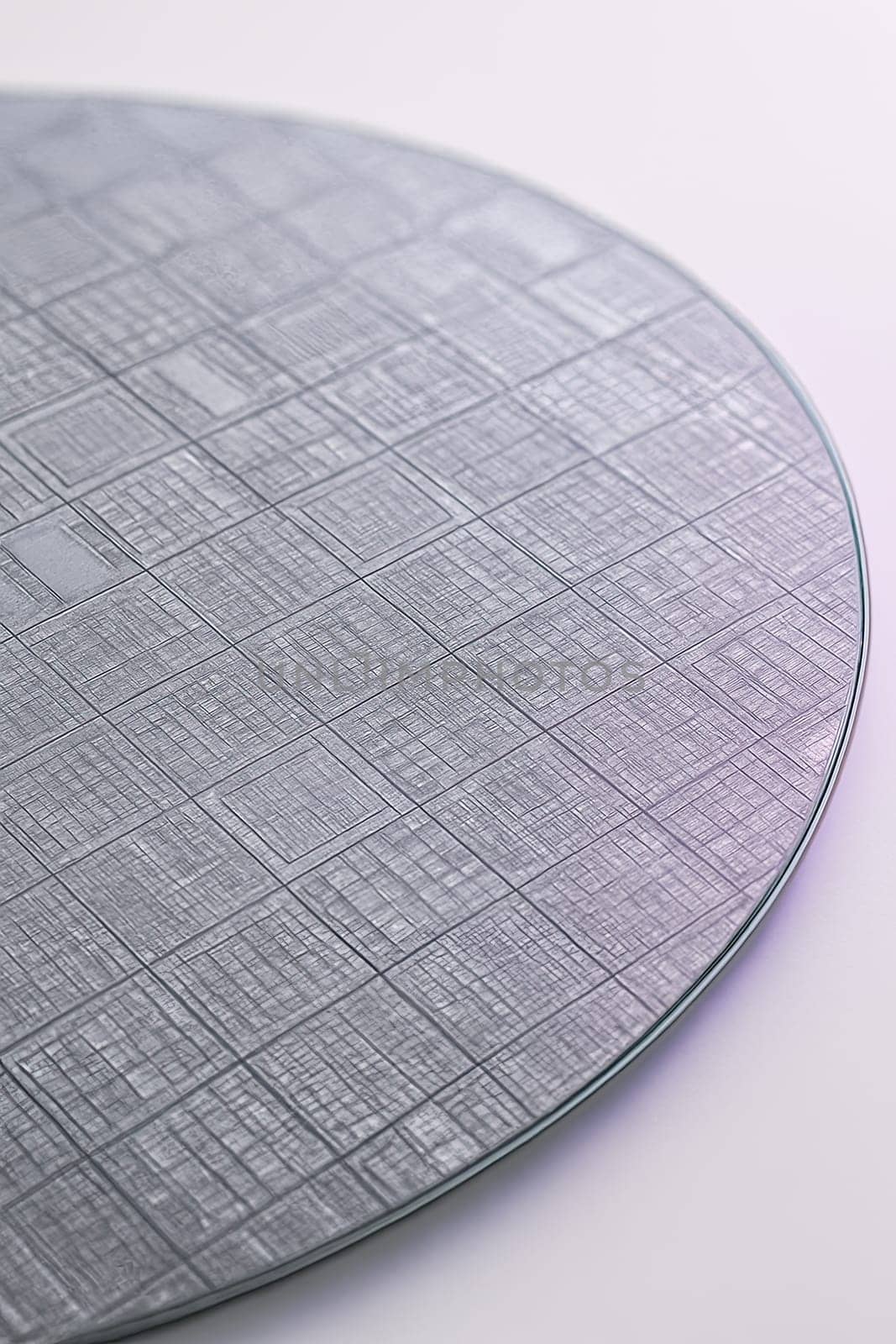High-Key Macro of Silicon Wafer Circuit Patterns with Soft Pastel Rainbow