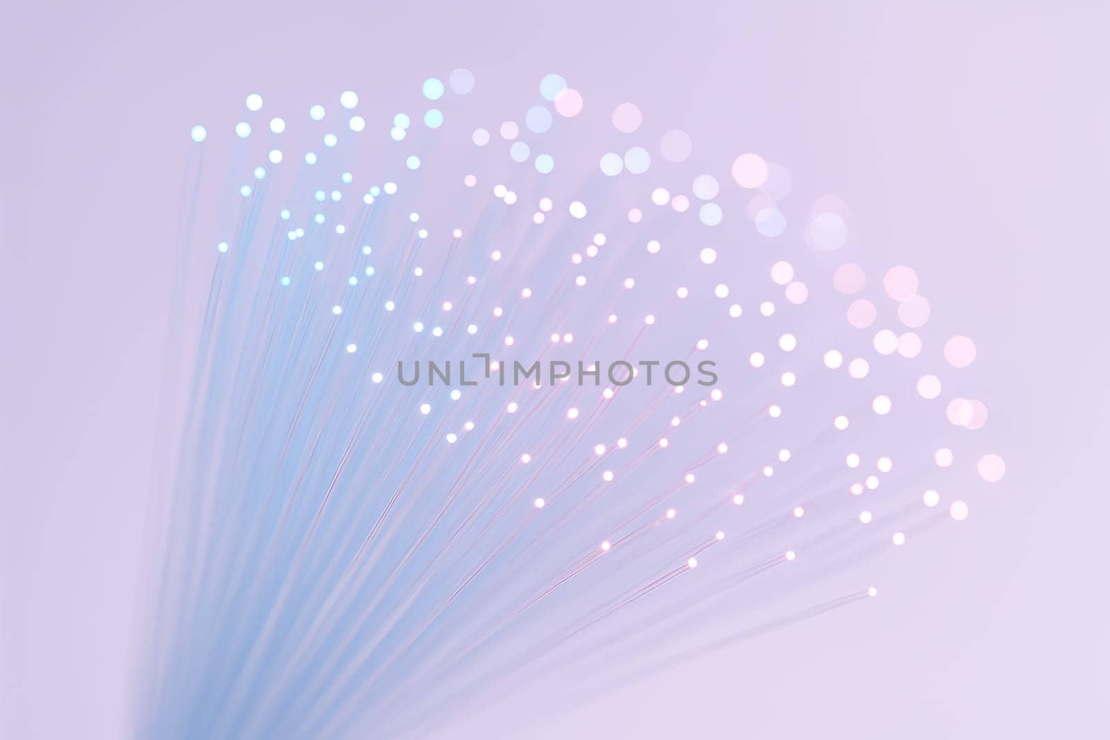 Macro of Illuminated Fiber-Optic Strands in Pastel High-Key Lighting