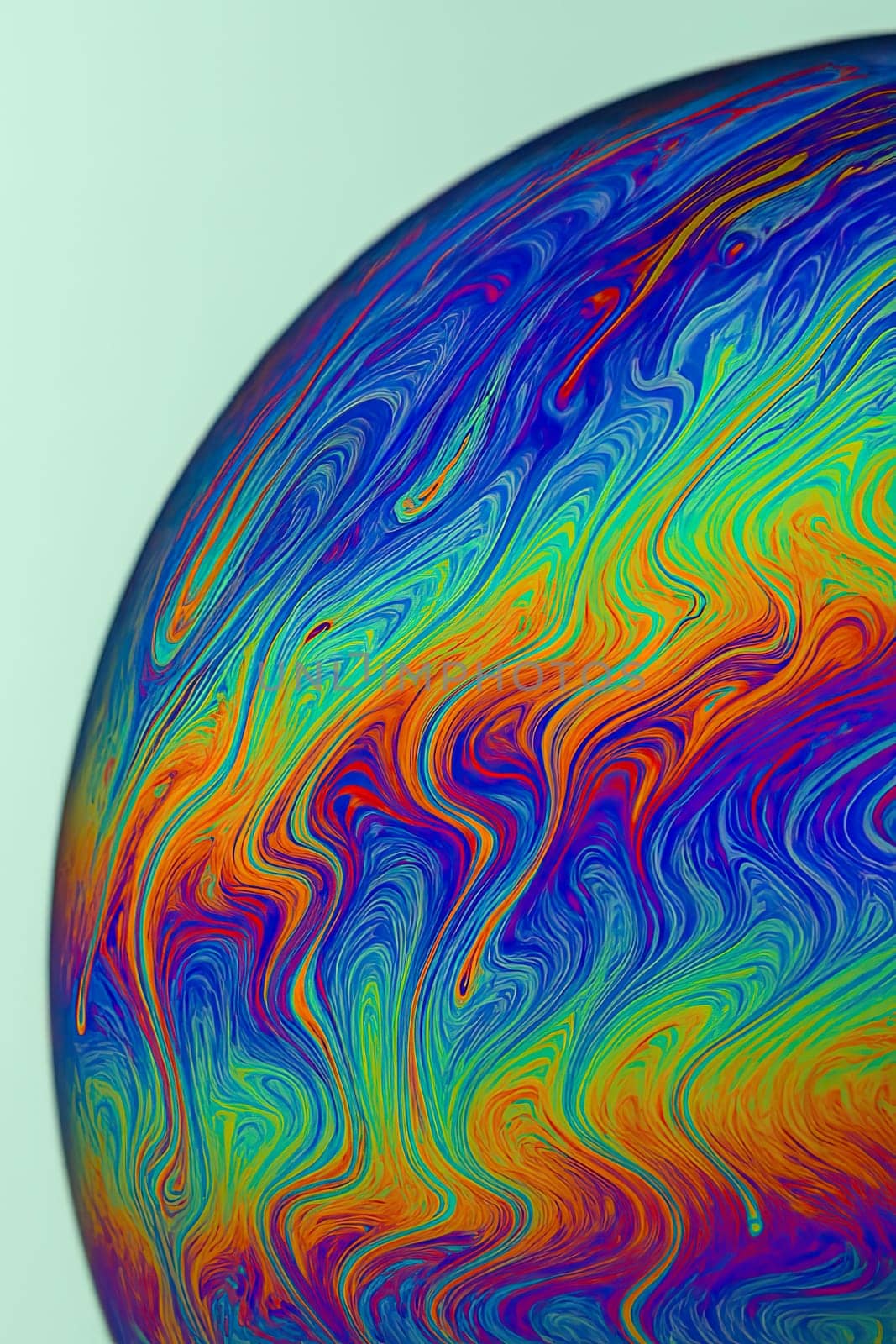 Macro of Iridescent Soap Bubble Film with Pastel High-Key Lighting