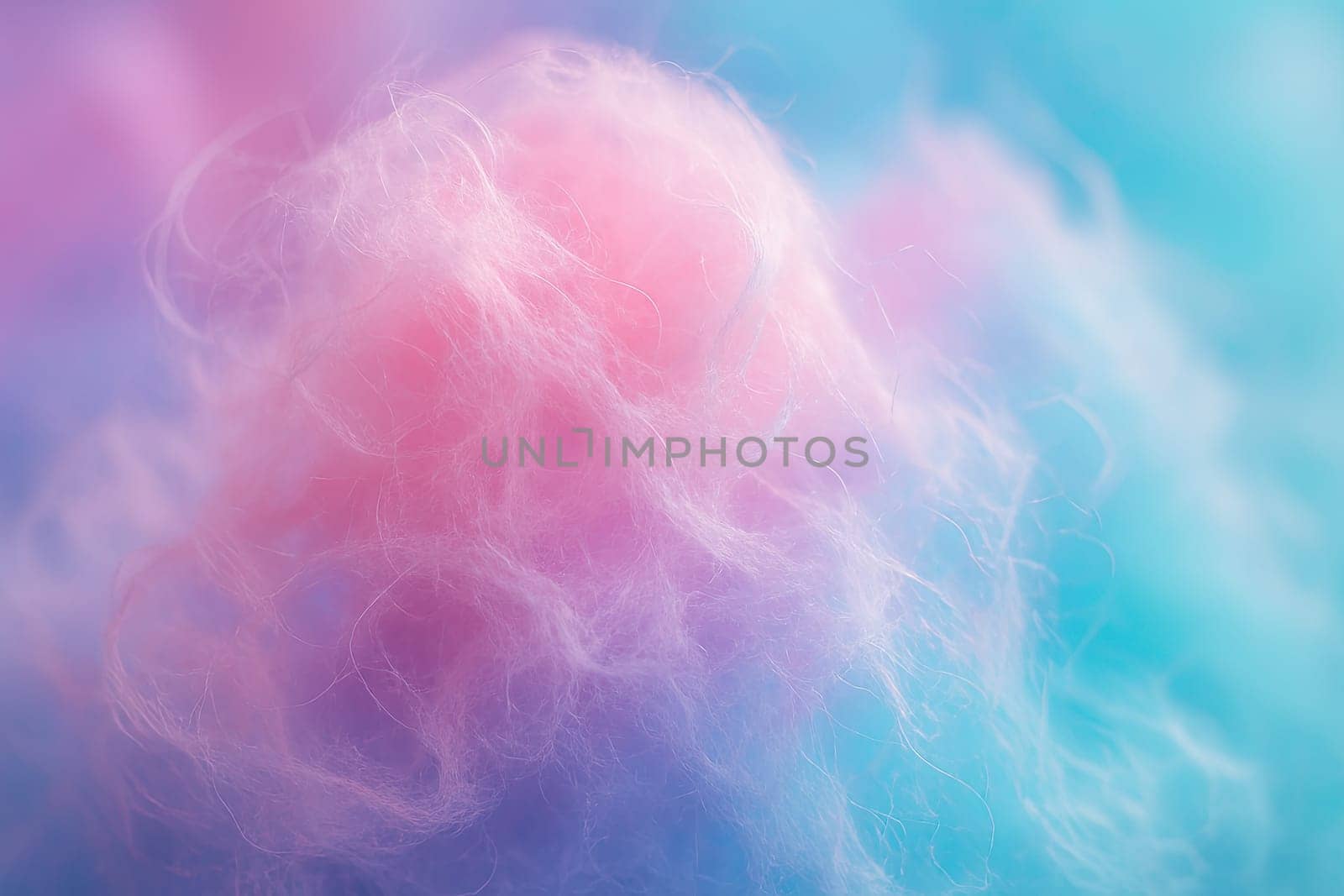 Delicate Cotton-Candy Fibers Macro in Soft Pastel High-Key Light