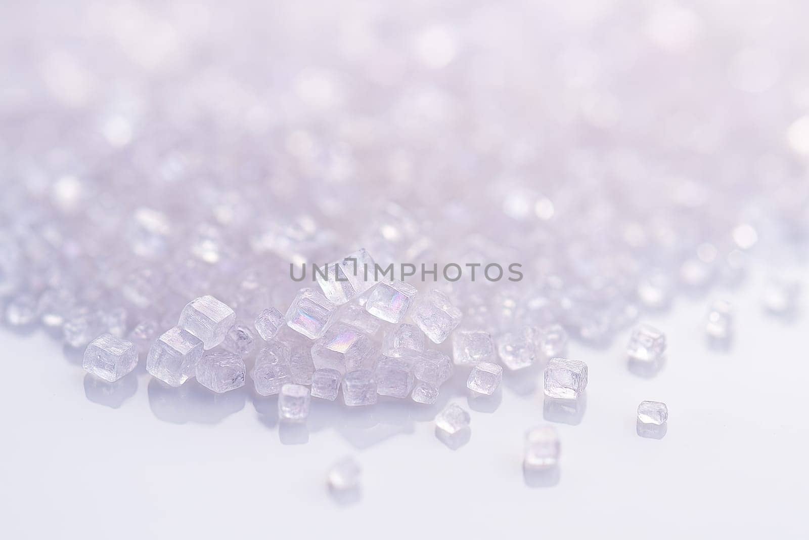 Macro of Clustered Crystal Sugar Grains in Soft Pastel