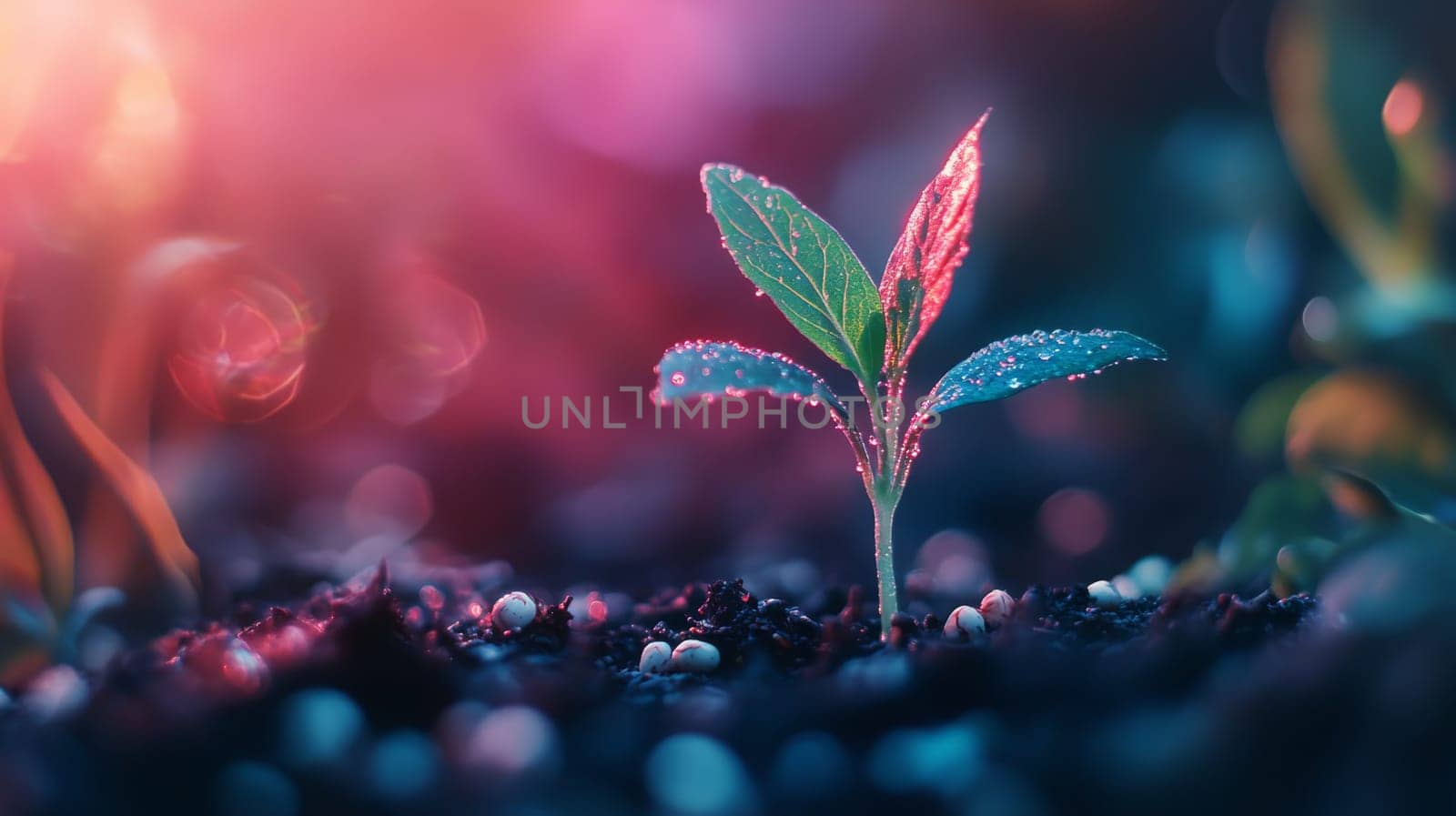 Young sprout growing in the soil cad. selective focus. Generative AI, nature