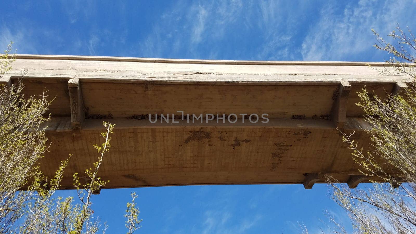 View from Under a Bridge in Arizona, Looking Up at the Blue Sky. High quality photo
