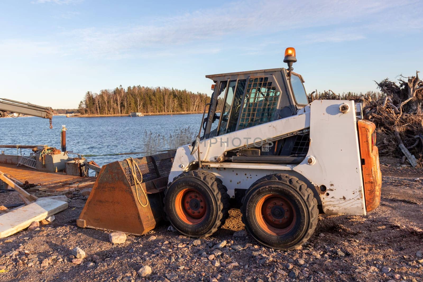 Bulldozer, Heavy construction equipment on excavation on construction site, open-pit mining.