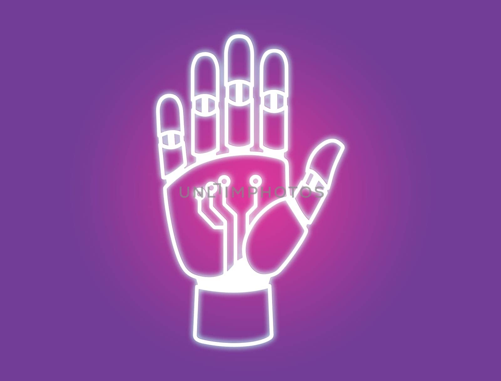 Amazing Neon Robotic Hand Background. High quality photo
