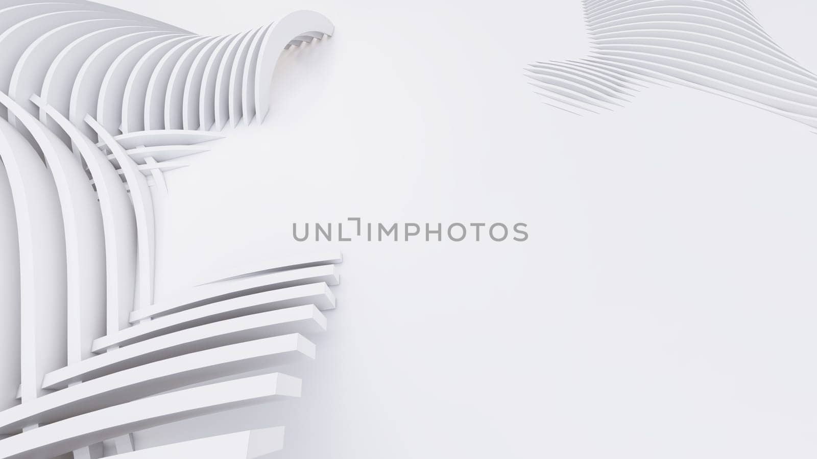 Abstract Curved Shapes. White Circular Background. Abstract background. 3d illustration