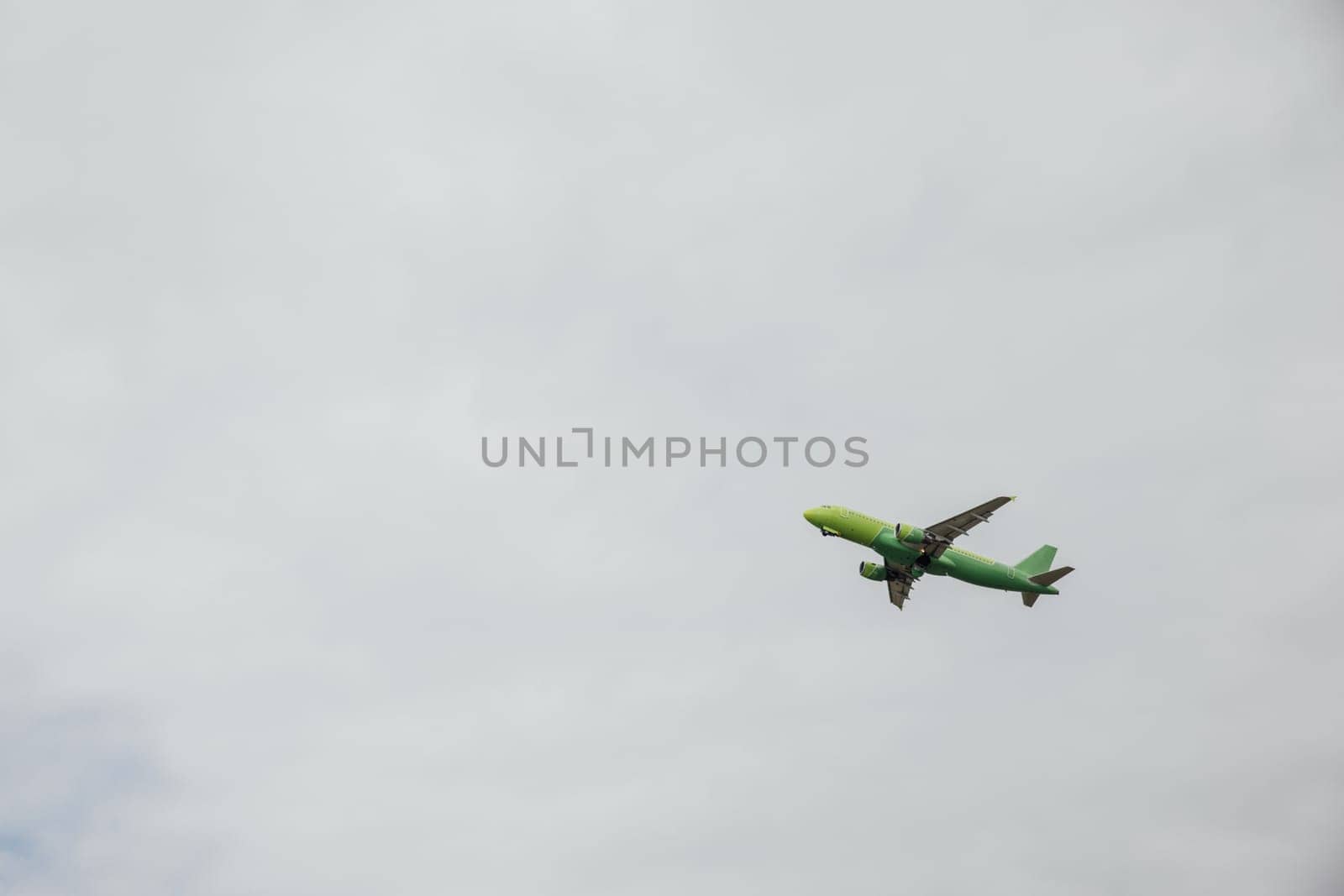 A passenger plane lands at the airport nice