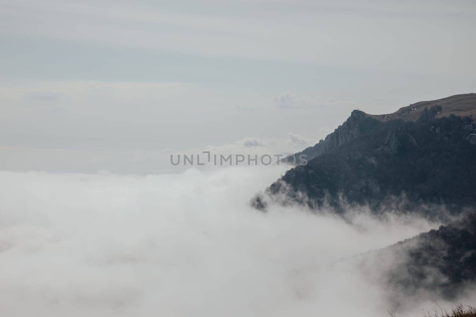 Beautiful scenery of the mountain in the clouds