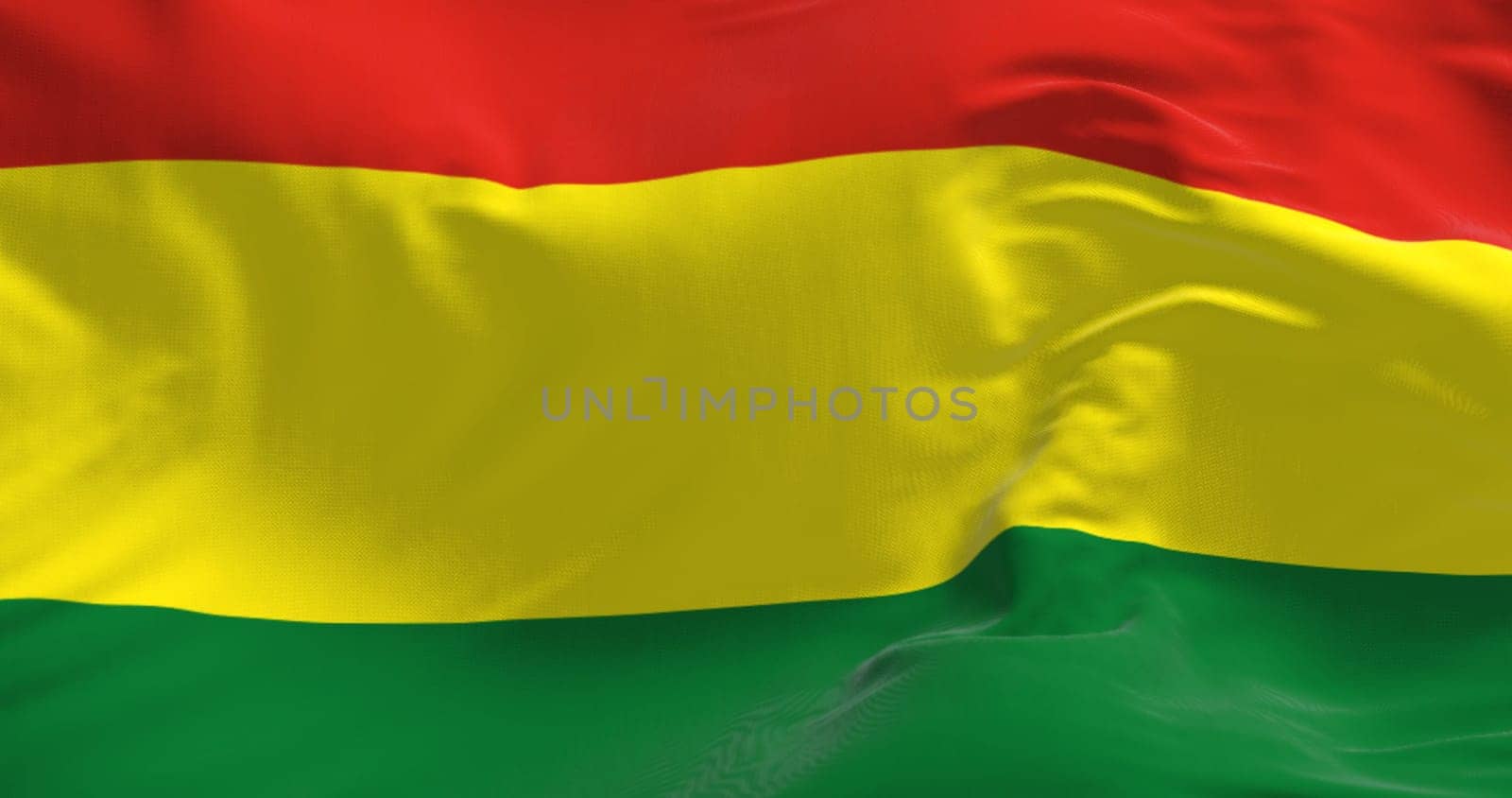 Close-up of the Bolivia national flag waving in the wind. The Plurinational State of Bolivia is a State of South America. 3d illustration render. Fluttering fabric. Pride and patriotism
