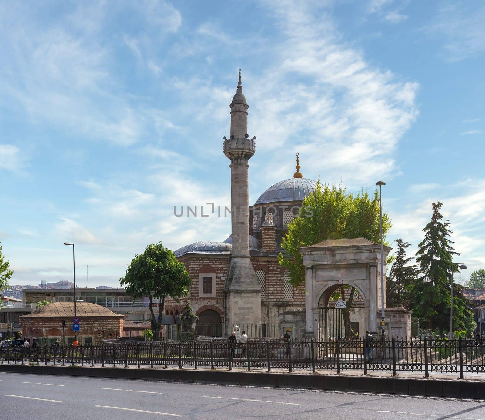 Istanbul, Turkey - May 16, 2023: Sepsefa Mosque, aka Sepsefa Hatun Mosque, an Ottoman era mosque, built by Fatma Sepsefa Hatun in 1787, located in Ataturk Boulevard, Fatih district