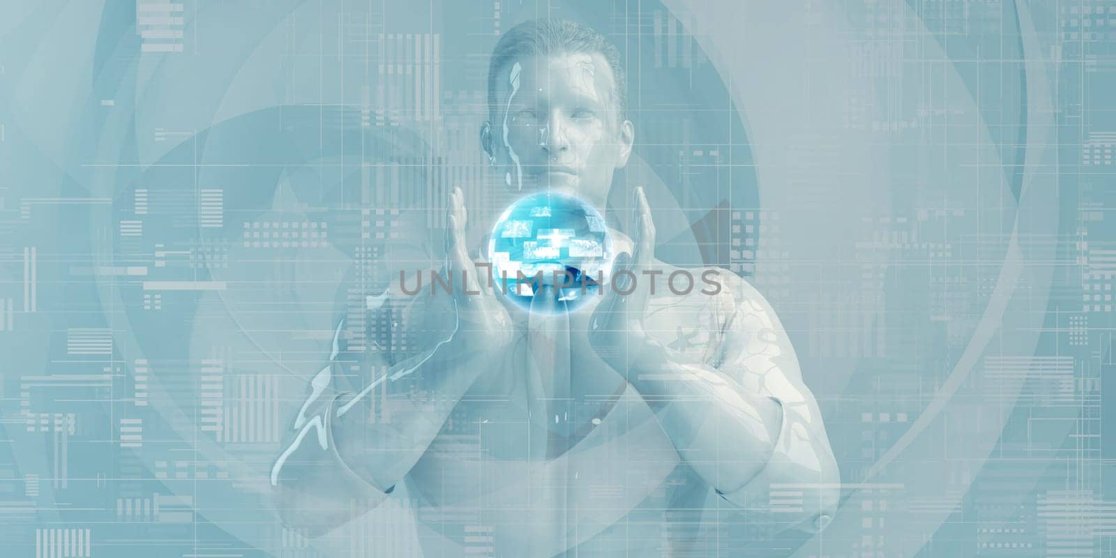 Senior Business Man Using Digital Solutions Technology Concept Art
