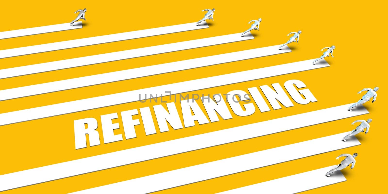 Refinancing Concept with Business People Running on Yellow