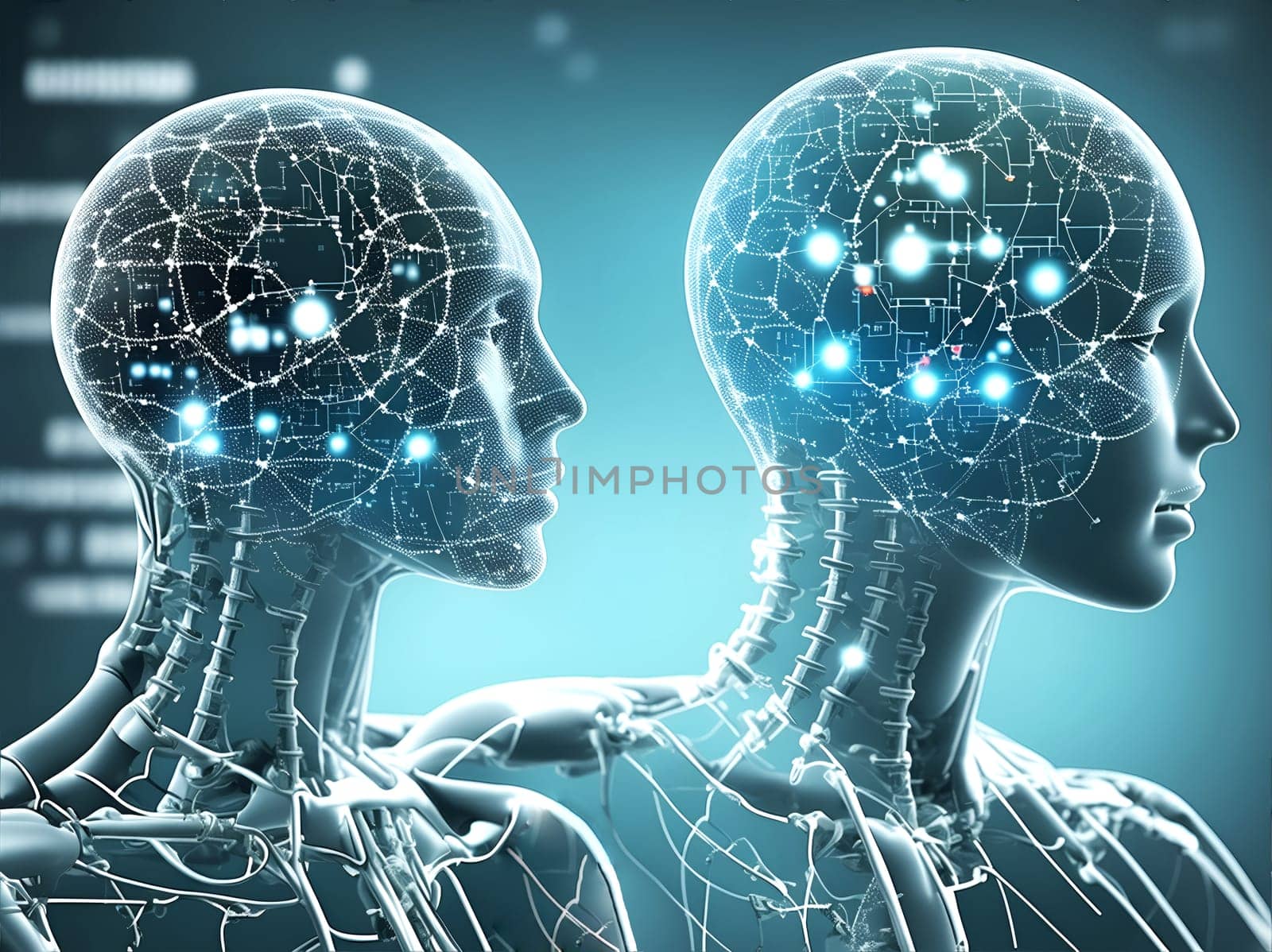 Two people who are similarly x-rayed, emblematic of artificial intelligence.