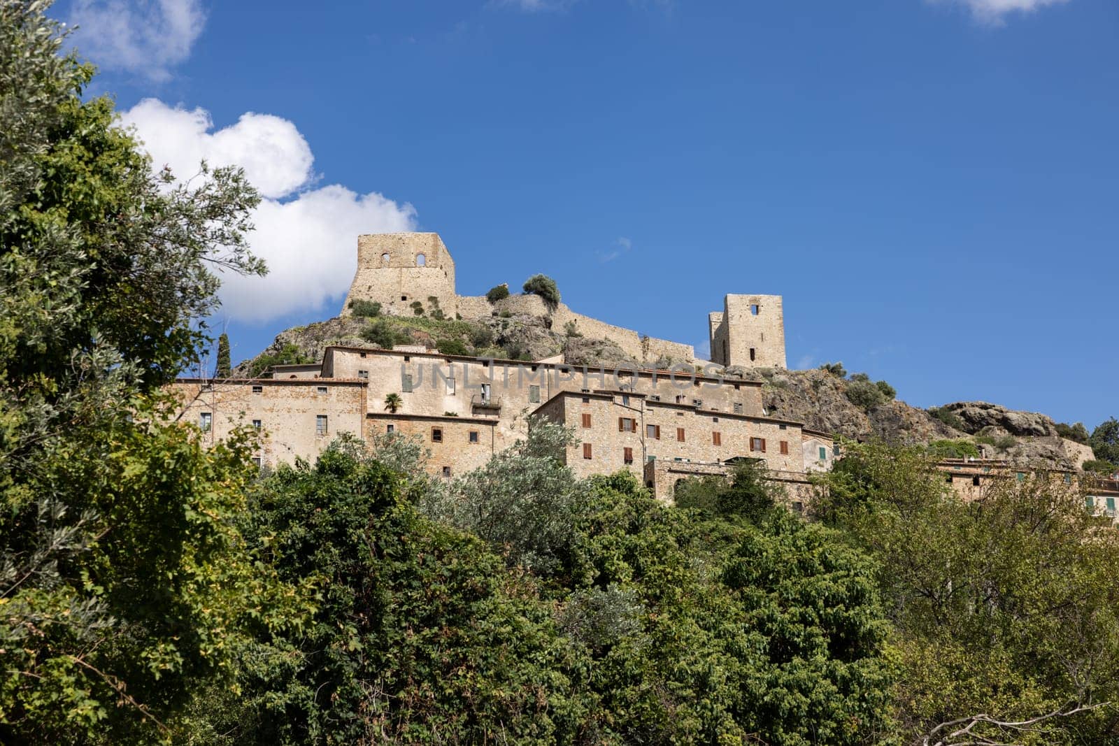 Montemassi a fortified village in the province of Grosseto. Tuscany. Italy