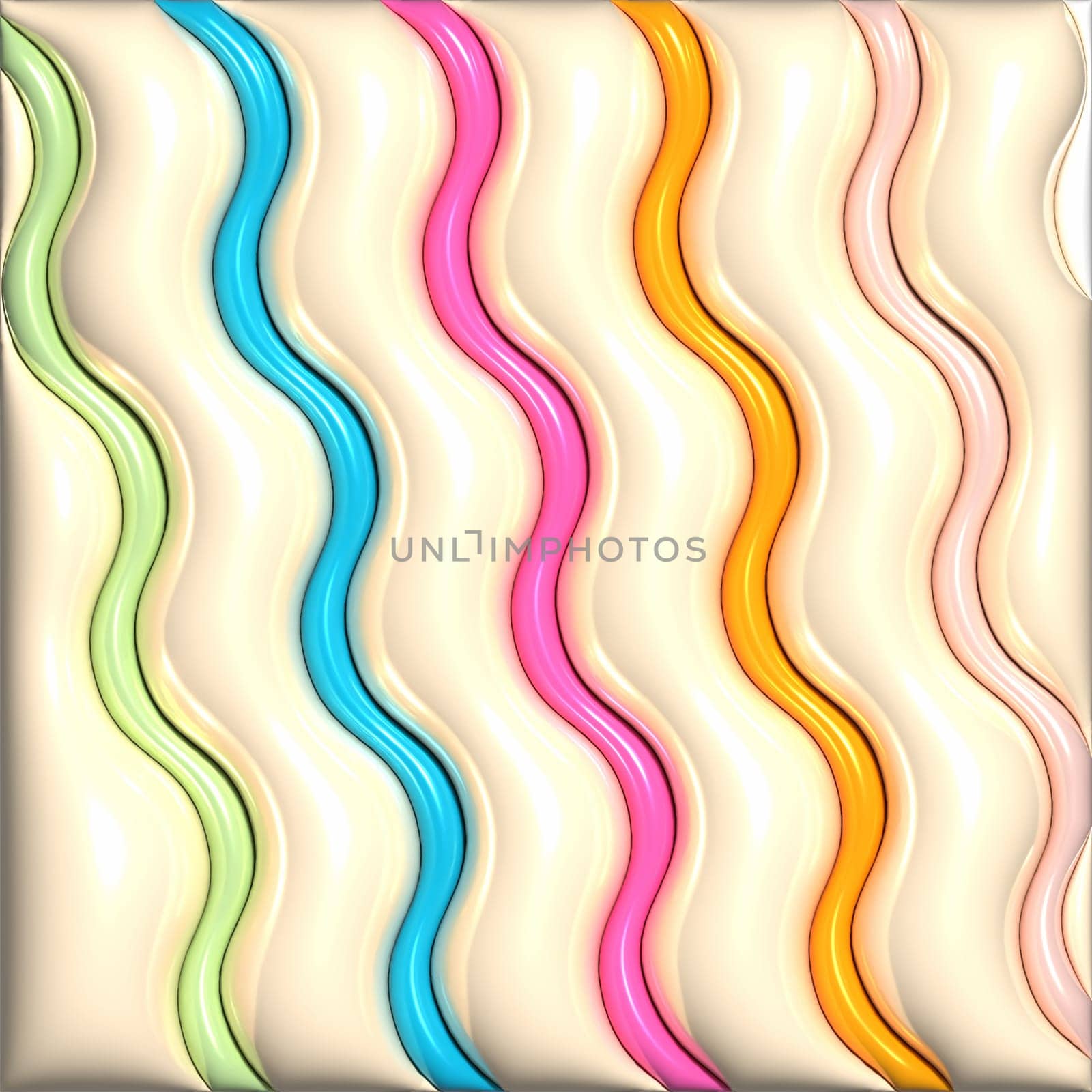 Abstract beige background with waves, 3D rendering illustration