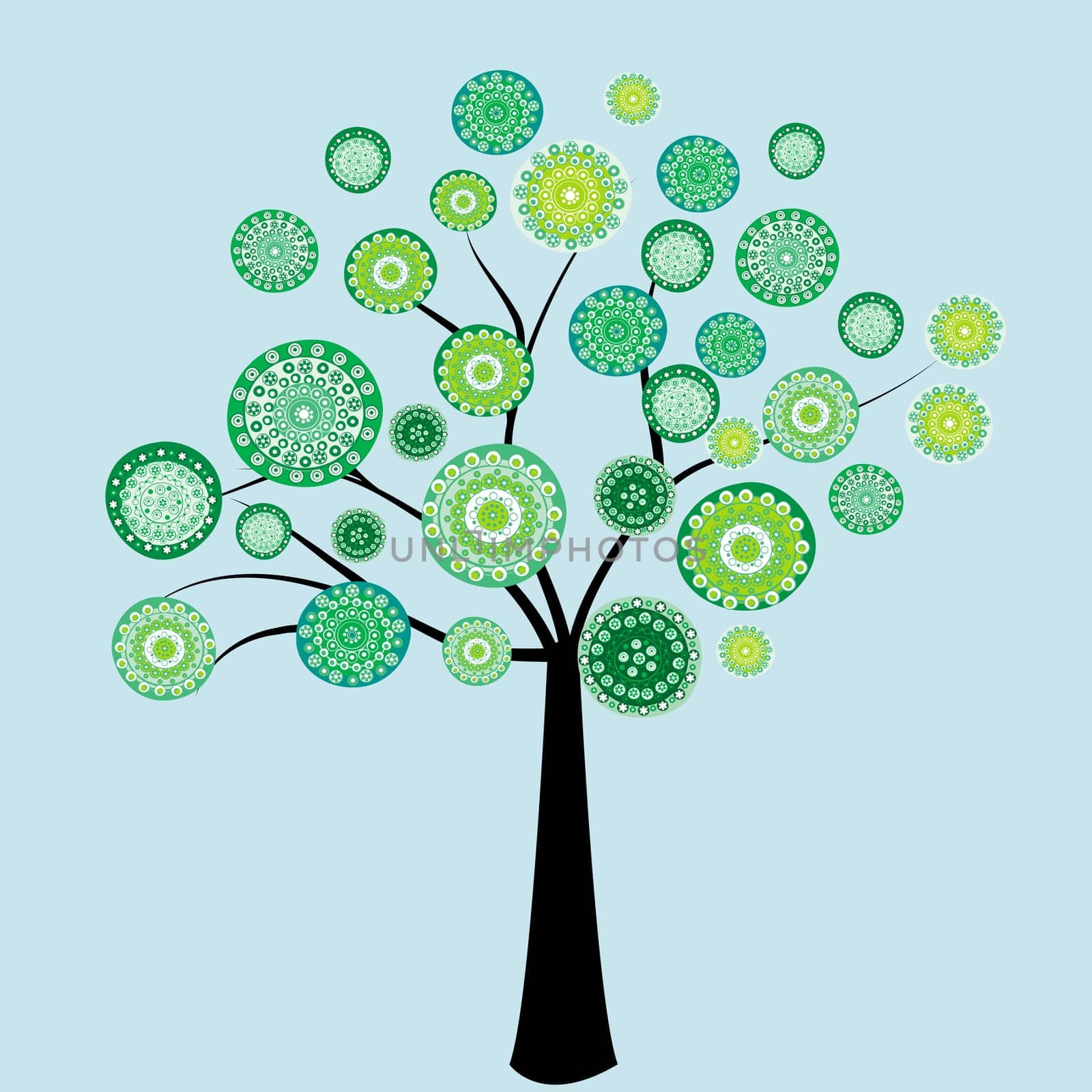 Stylized tree with circular ornaments