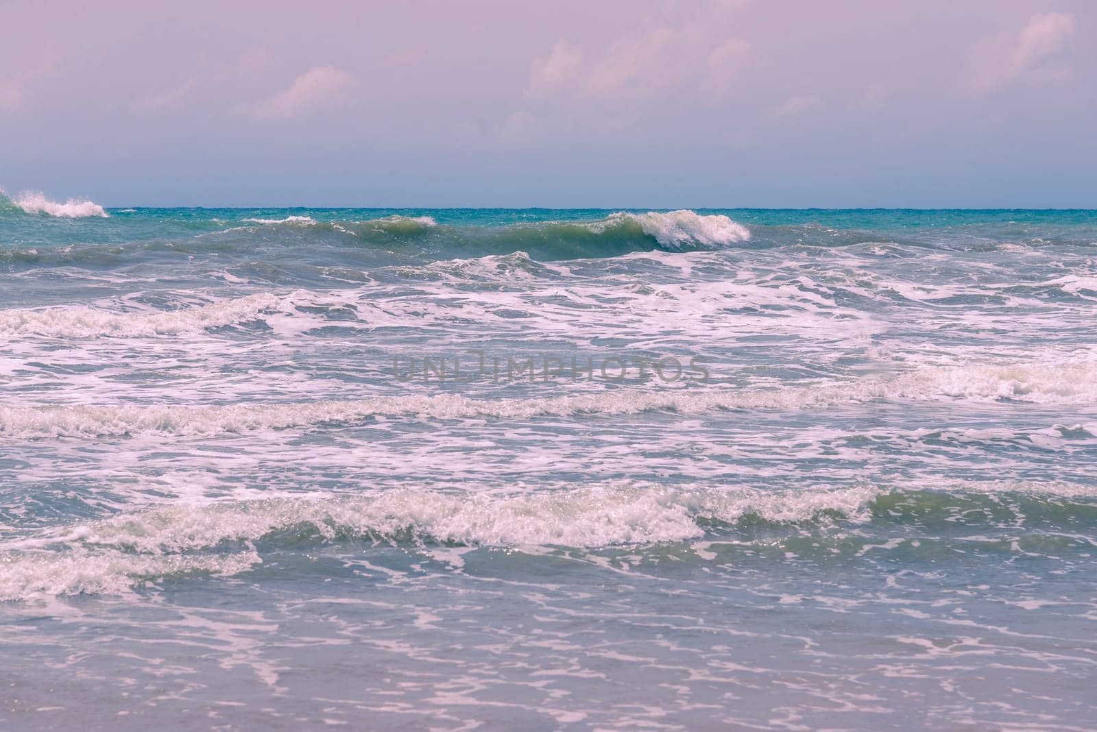 Beach sea sunset or sunrise with colorful of sky and cloud with sunlight in twilight, Pastel style