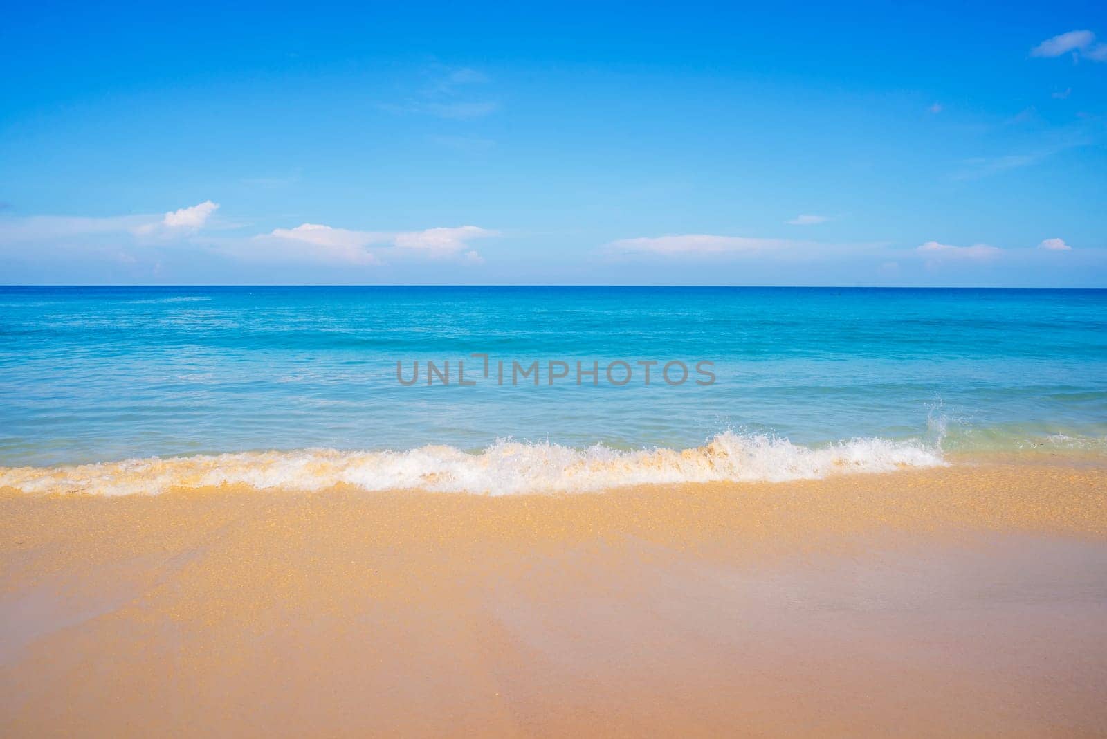 Summer and relax concept, Blue sea with beach sand landscape nature in blue sky sunshine day