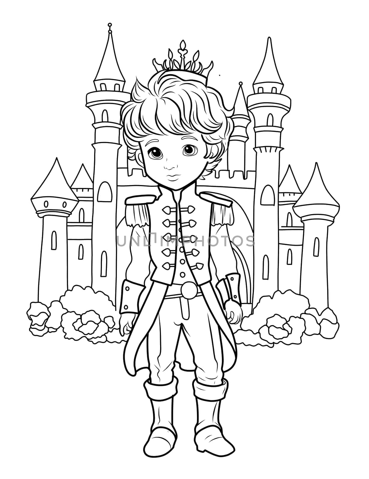 Prince coloring page. Coloring page prince in a crown and royal clothes