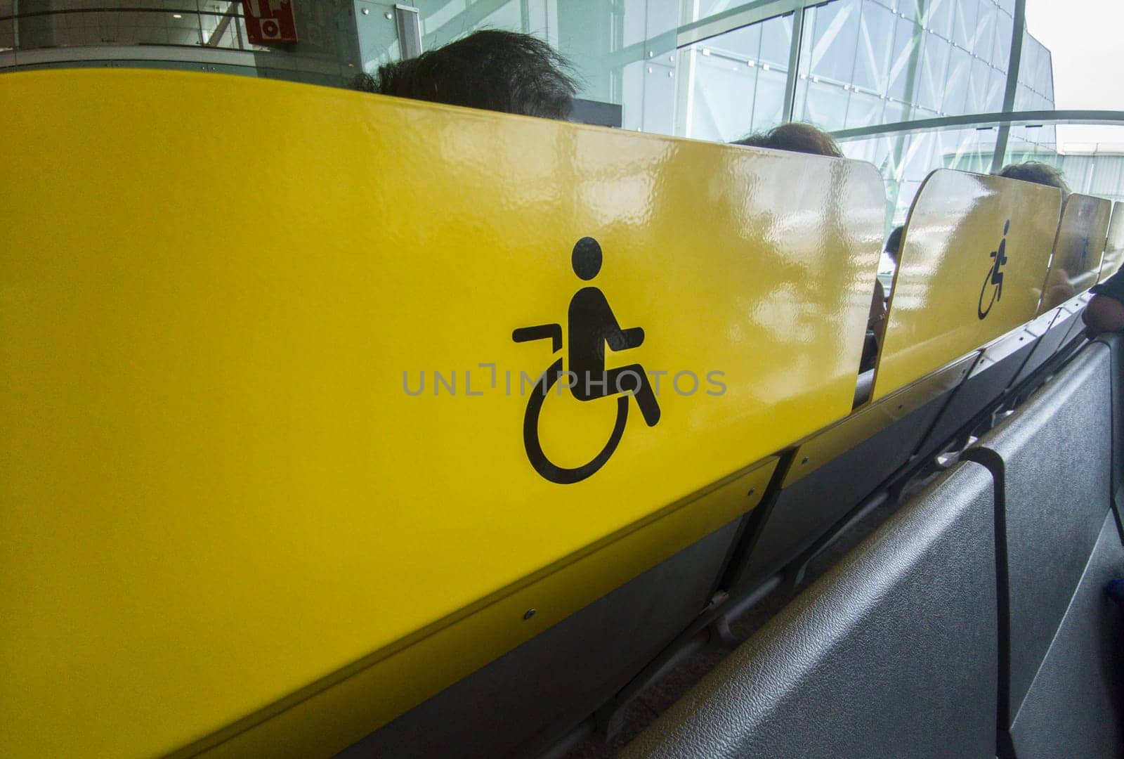 Seats reserved for people with disabilities. Boarding terminal of an airport