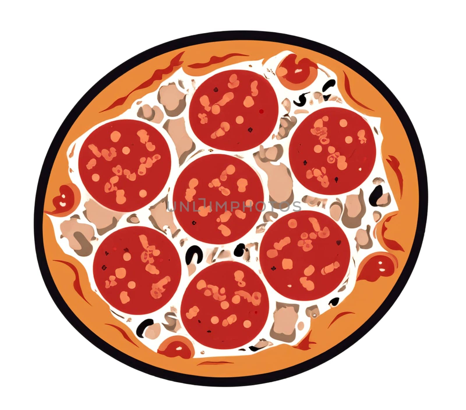 illustration of pepperoni pizza isolated on white background
