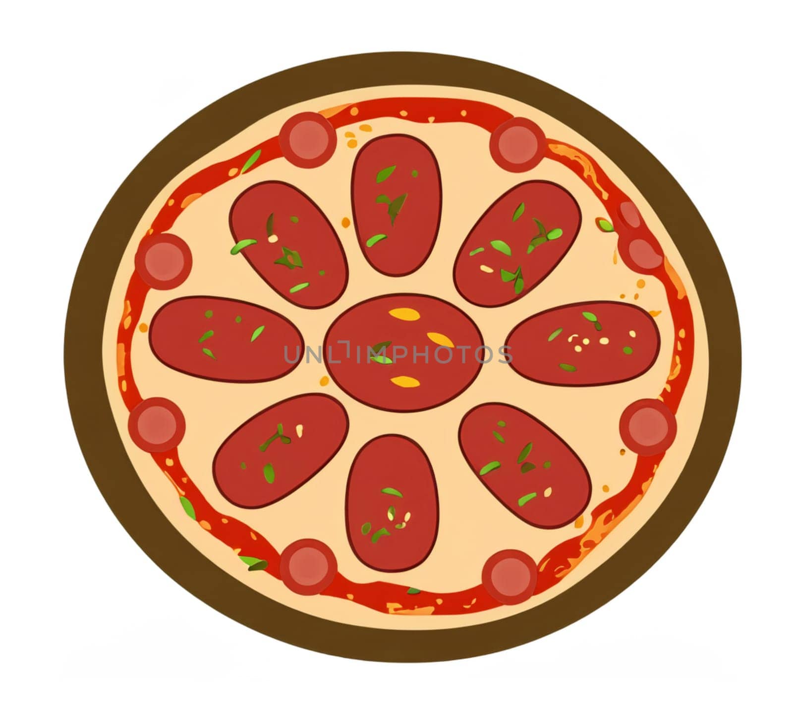 illustration of pepperoni pizza isolated on white background