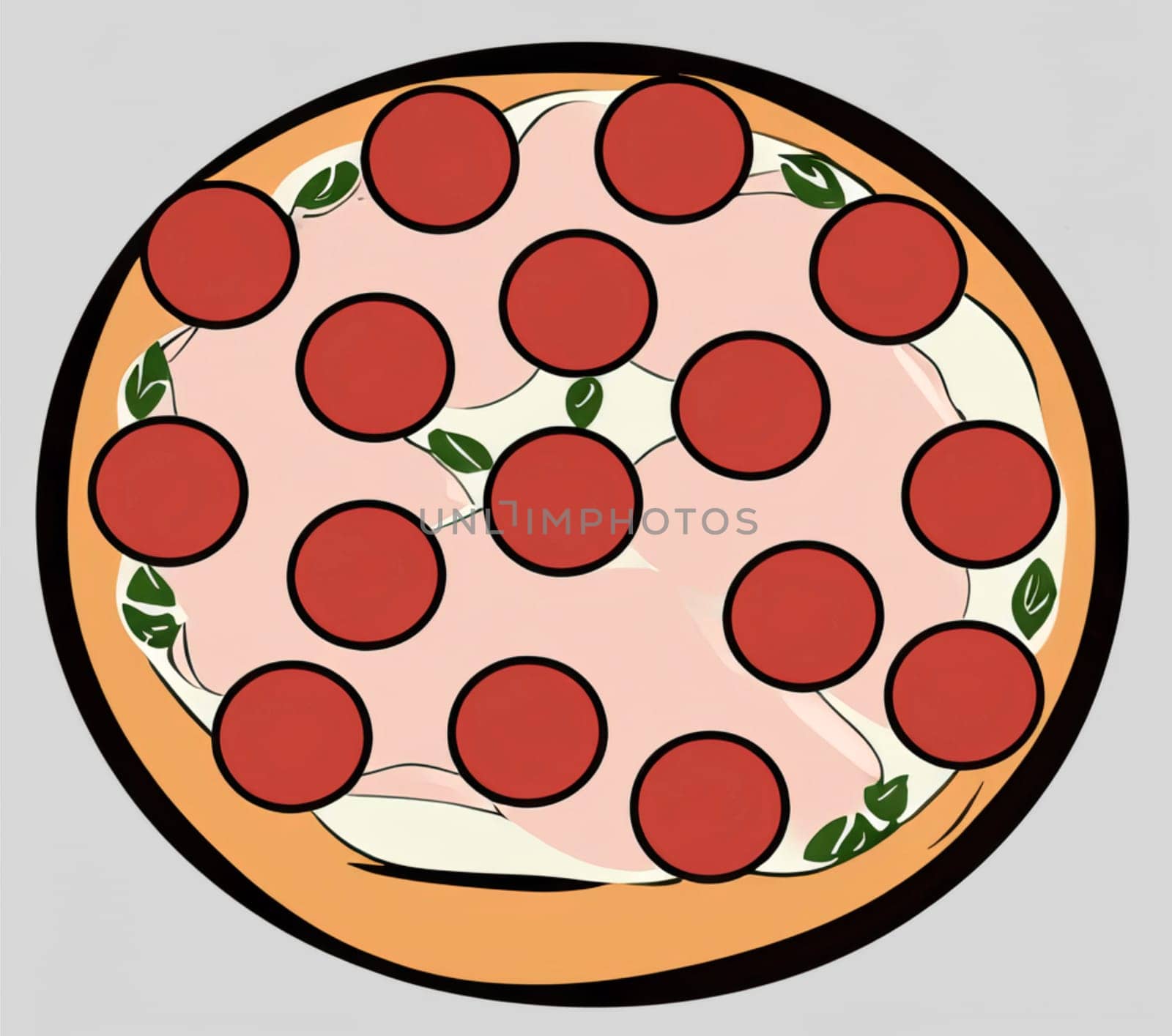illustration of pepperoni pizza isolated on white background