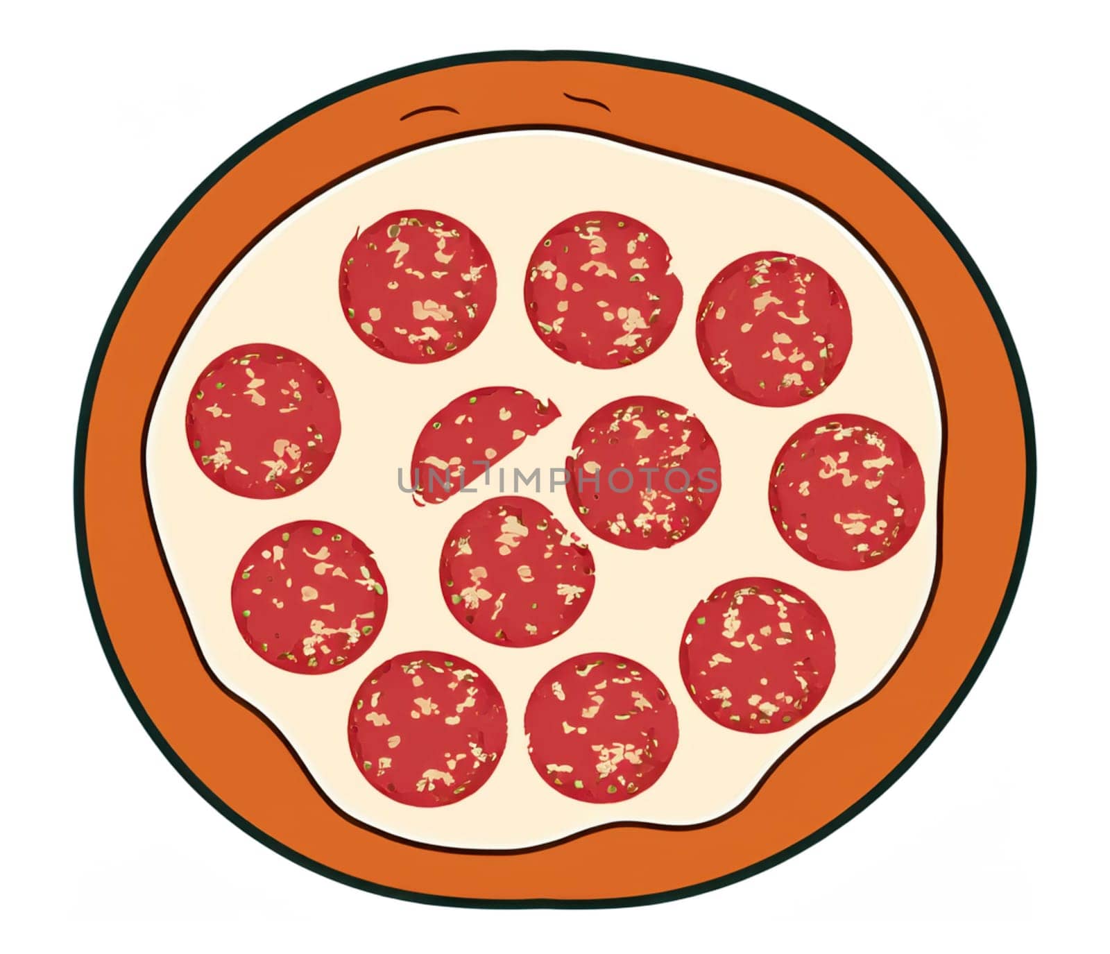 illustration of pepperoni pizza isolated on white background