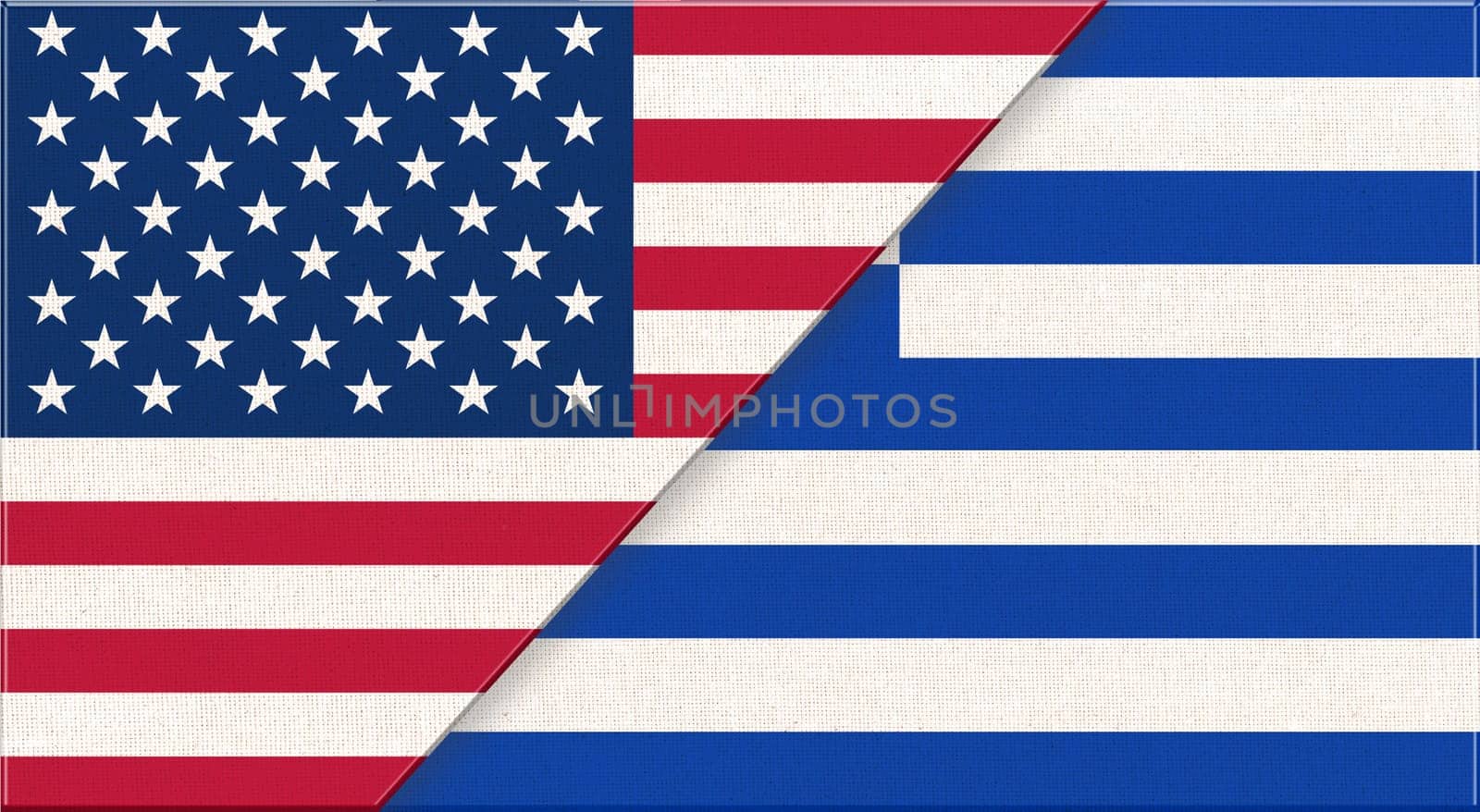 Flags of USA and Germany. American and German national flags on fabric surface. Flag of USA and Germany - 3D illustration. diplomatic relations between two countries. Fabric flag of country